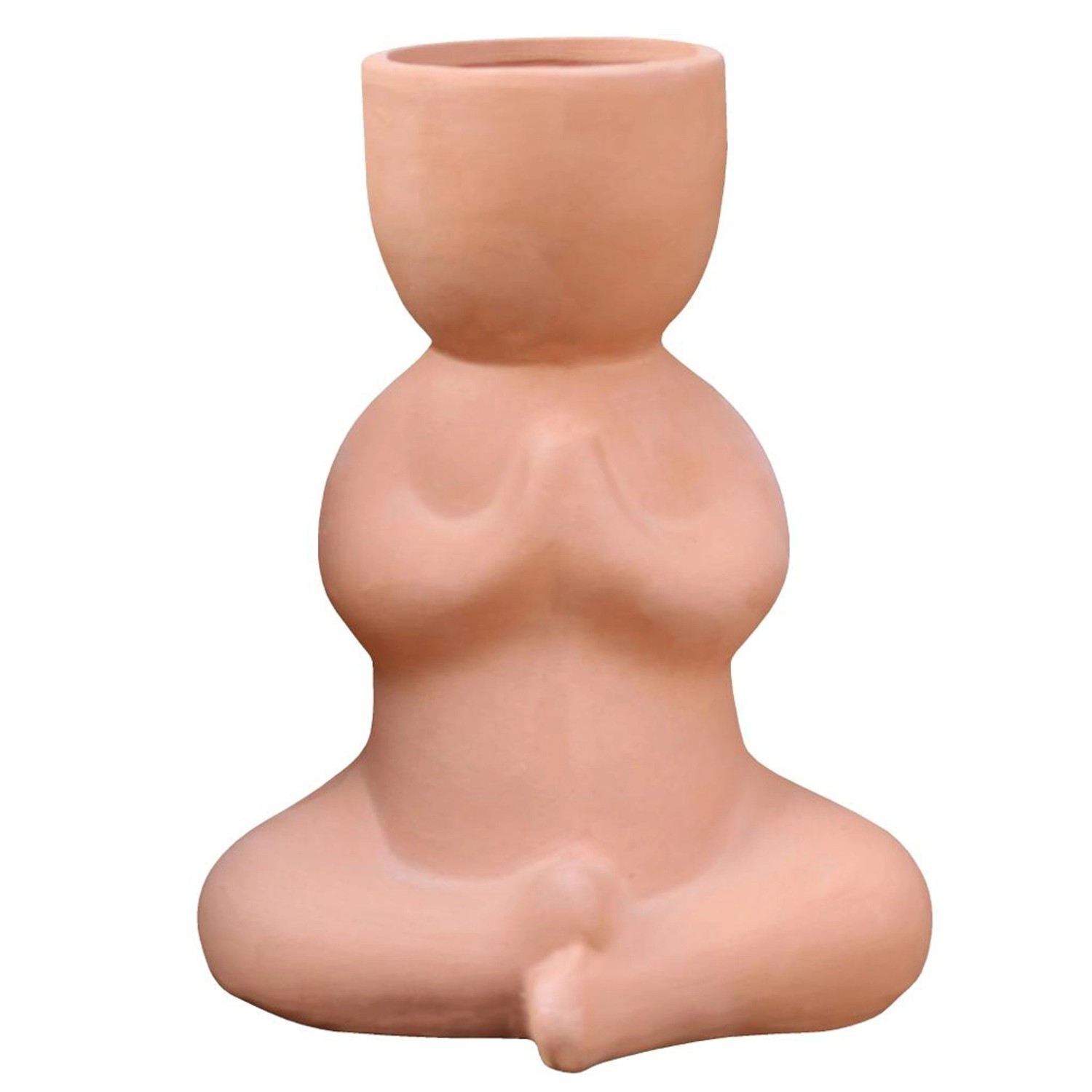 Osłonka Ludzik Budda ceramiczna terrakota - 15 x 17,5 cm