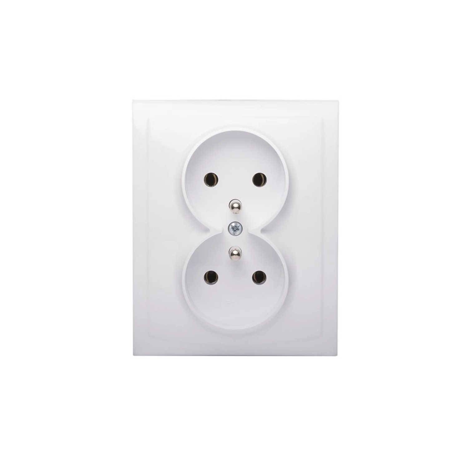 Polmark Gniazdo Vega podwójne z uziemieniem białe