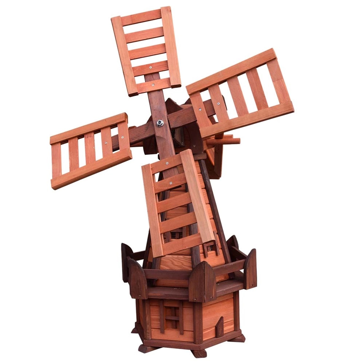 Ogrodowy wiatrak drewniany Zefir rudy - 105 x 38 x 41 cm