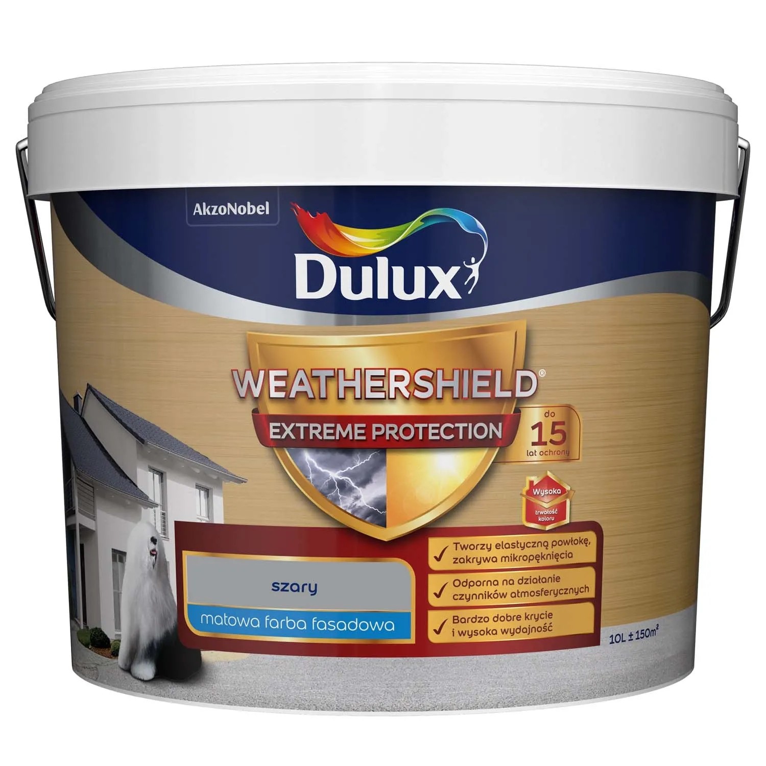 Farba elewacyjna Dulux Weathershield Extreme Protection 10 l szary