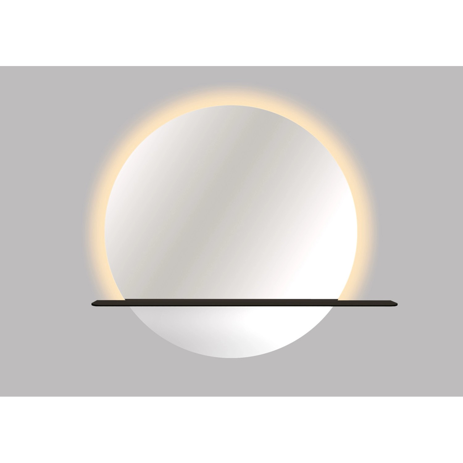 Lustro z LED Round Line czarna półka 80