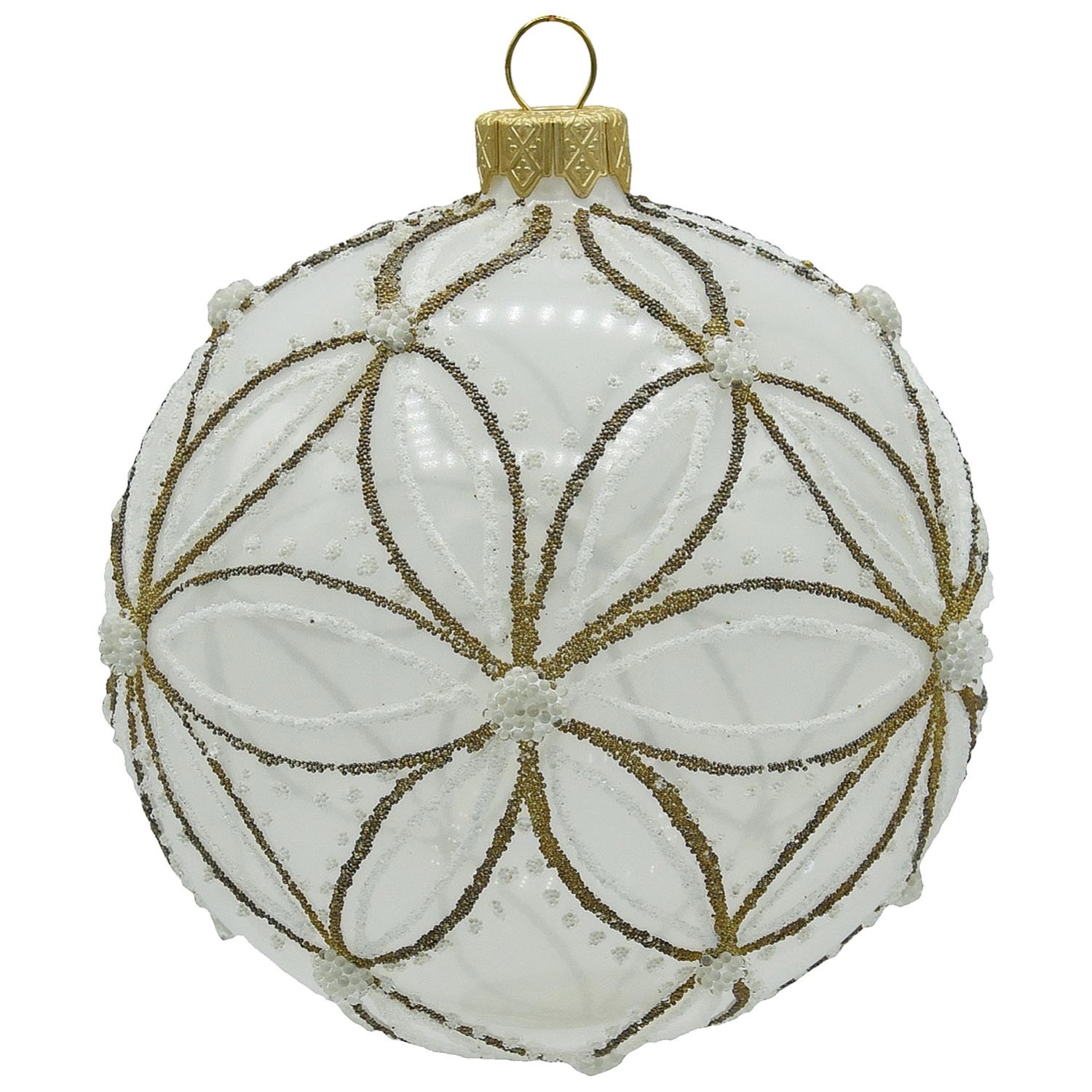 Bombka szklana z bogatym dekorem śr. 10 cm, mix - 1 szt.