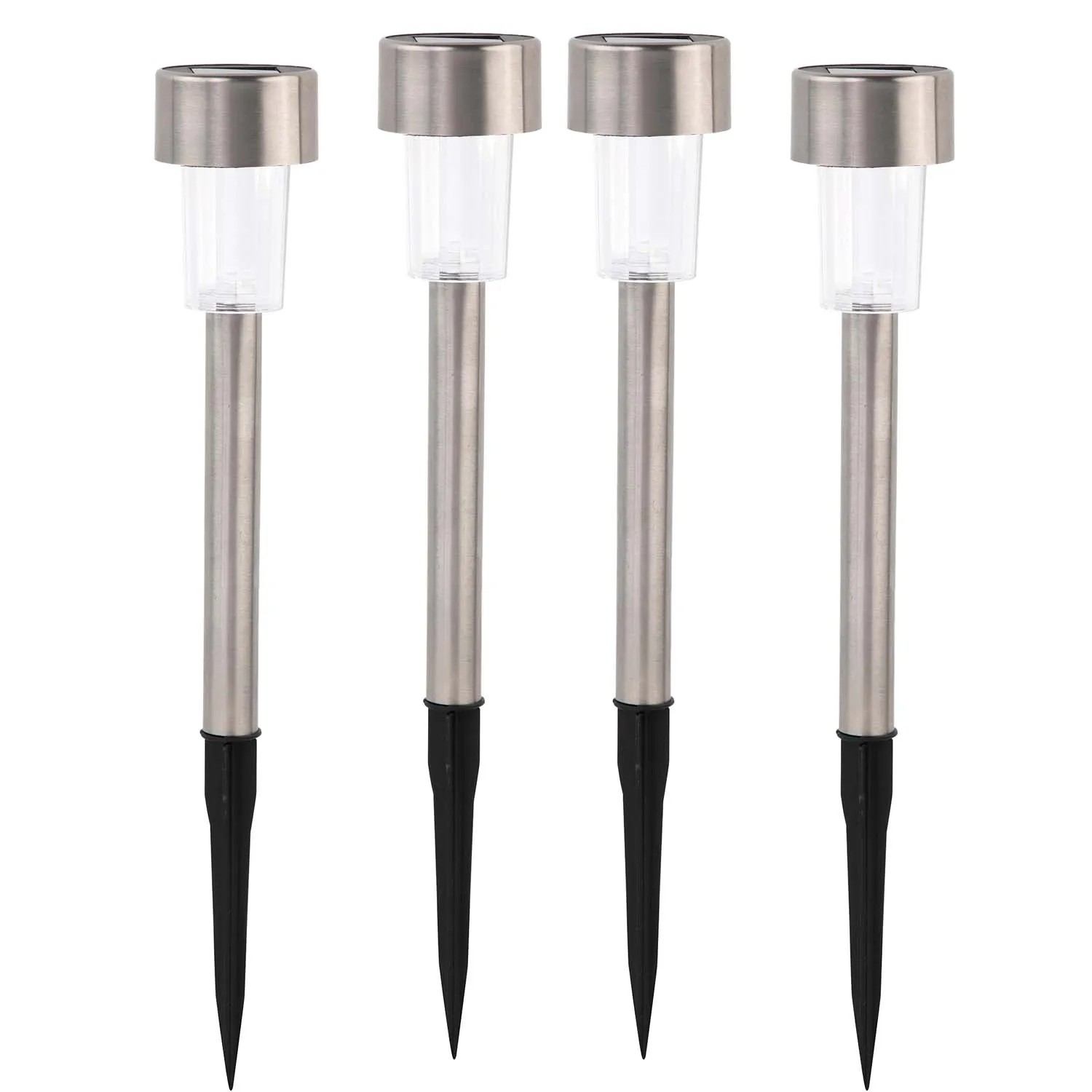 Zestaw 4 sztuk lampek solarnych LED ISKRA o średnicy 4,5 cm srebrne