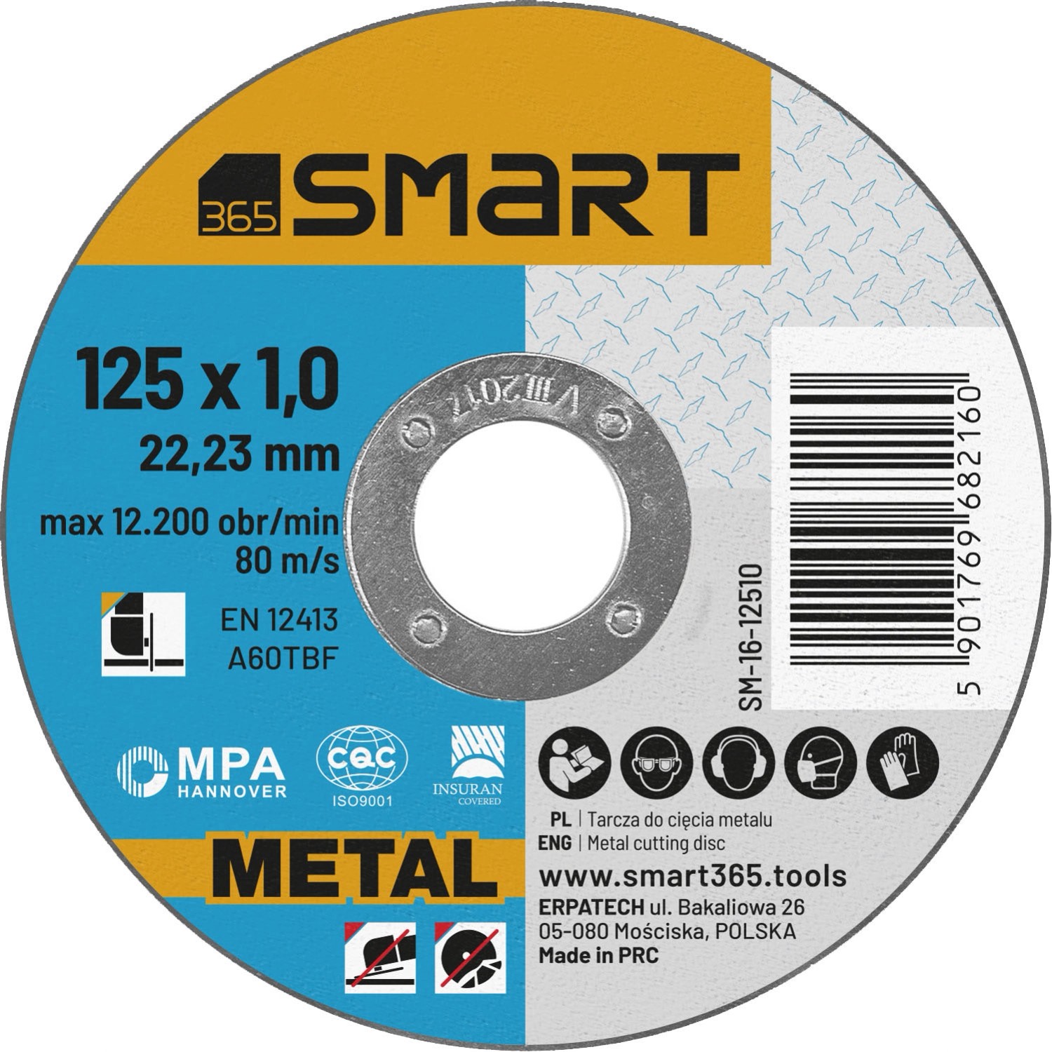 SMART365 Tarcza do cięcia stali 125 x 1,0 mm