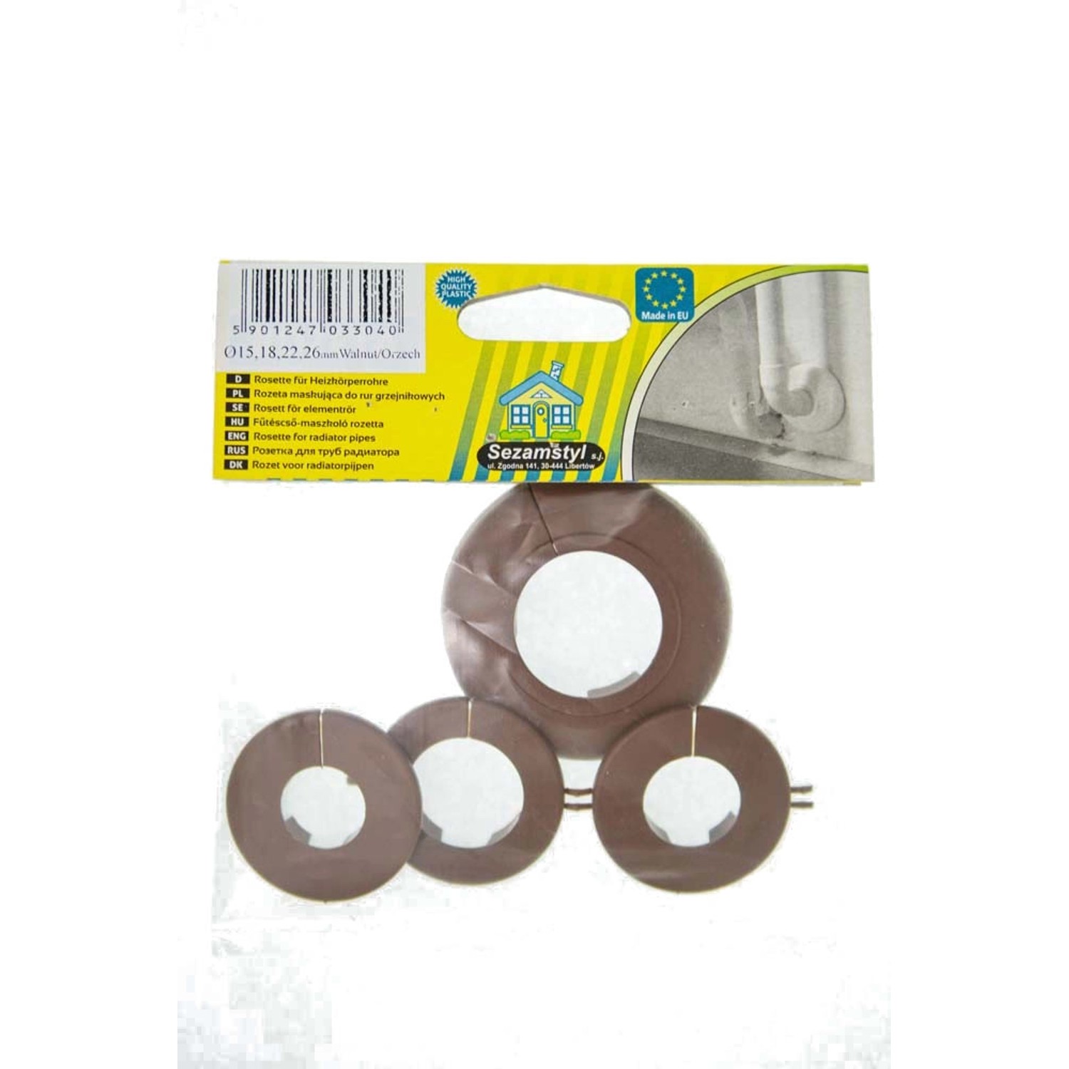 Rozeta uniwersalna 16, 18 ,22 ,26 mm orzech