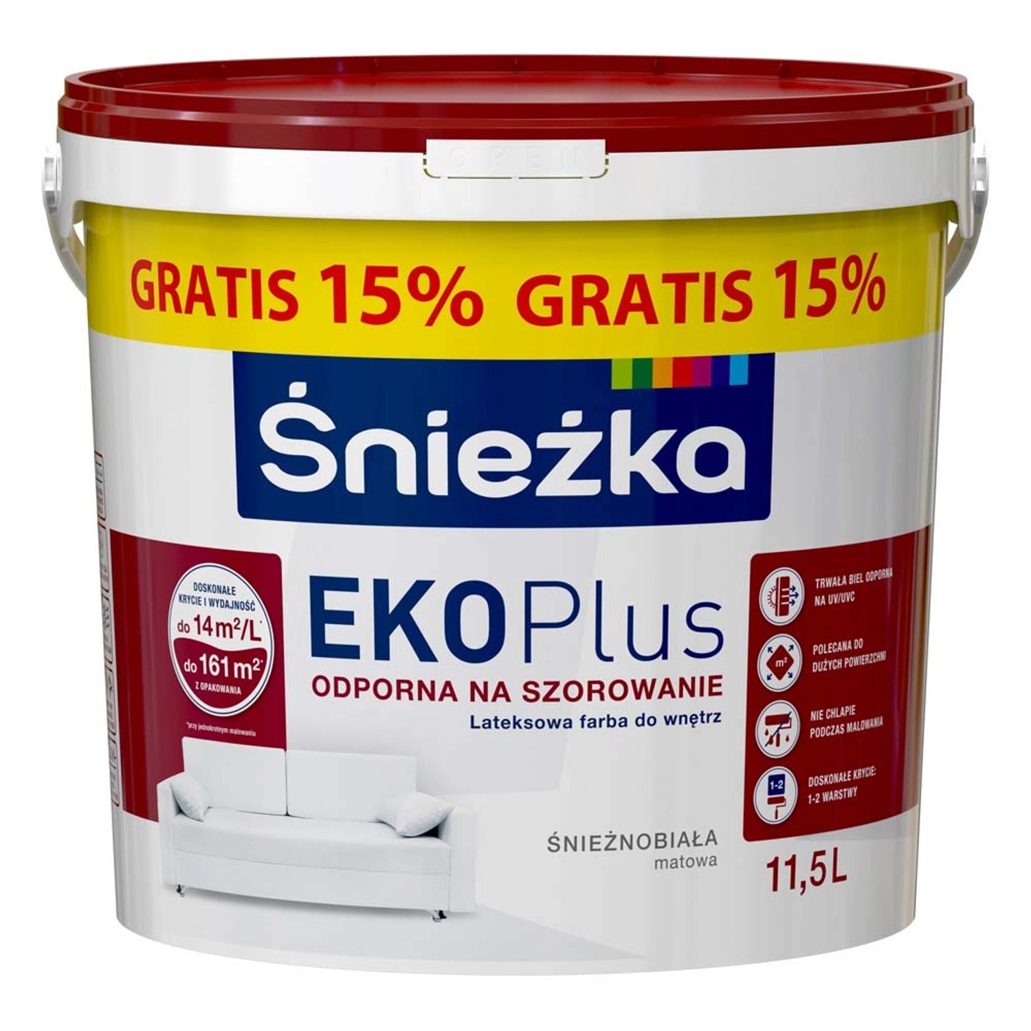 Farba Śnieżka EKO Plus biała 10 l + 15% gratis