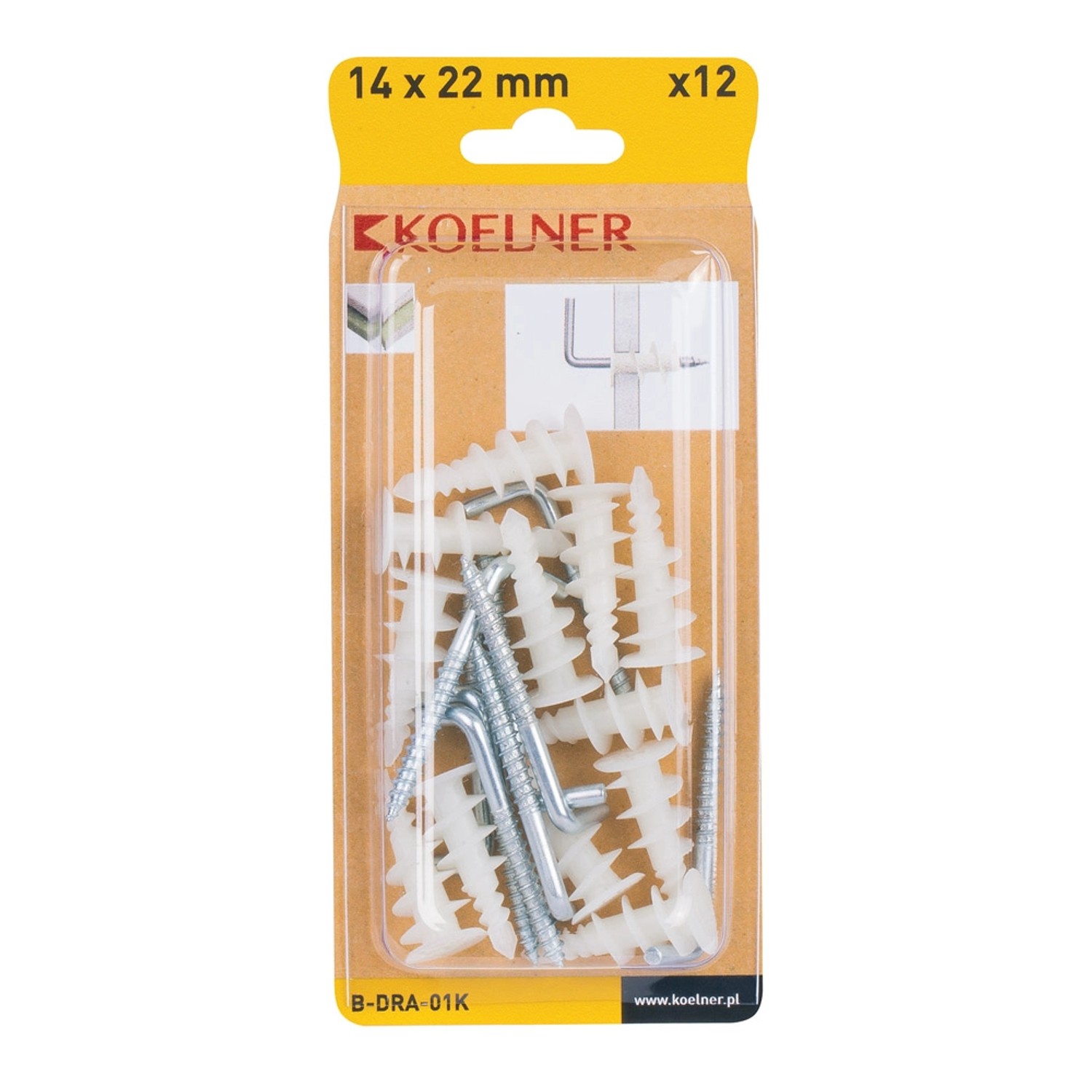 Rawlplug Kołek driva nylon 14x22mm hak kątowy 12szt.