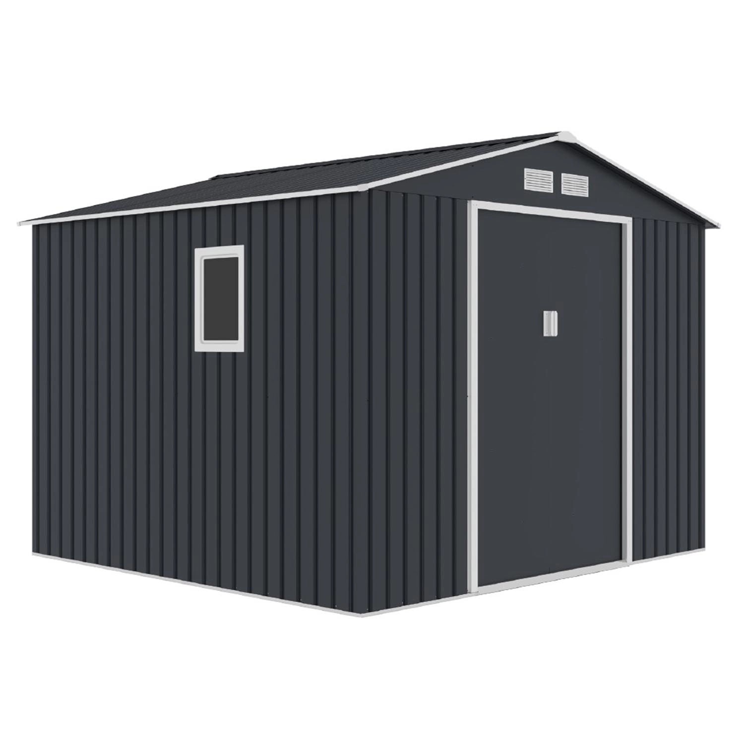 Domek ogrodowy metalowy antracyt - 277 x 255 cm, wys. 212 cm