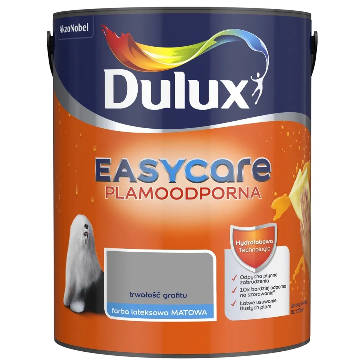 Farba plamoodporna Dulux Easy Care trwałość grafitu 5 l