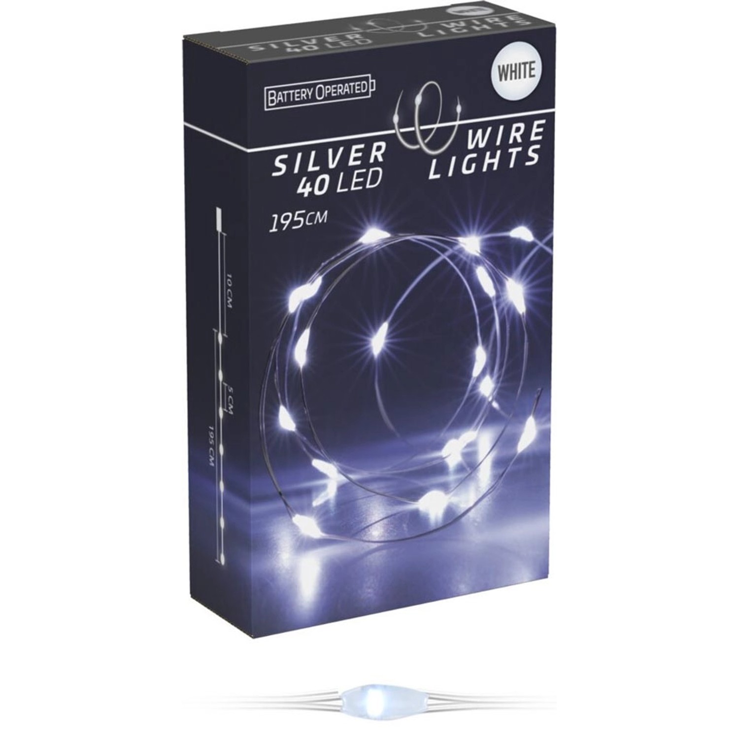 Lampki bateryjne 40 LED zimny biały