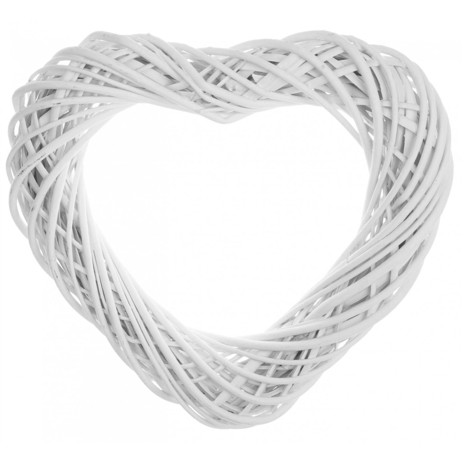 Wianek wiklinowy serce biały - 25 x 25 cm