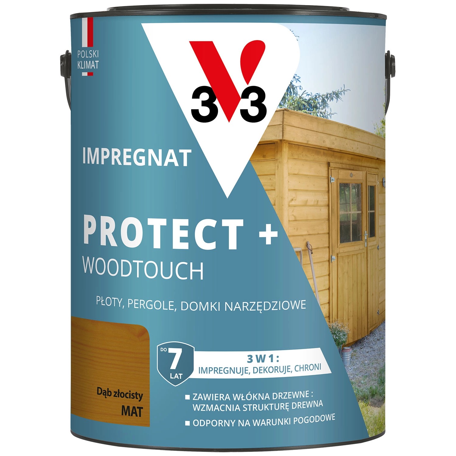 V33 Impregnat Protect+ dąb złocisty 4,5L