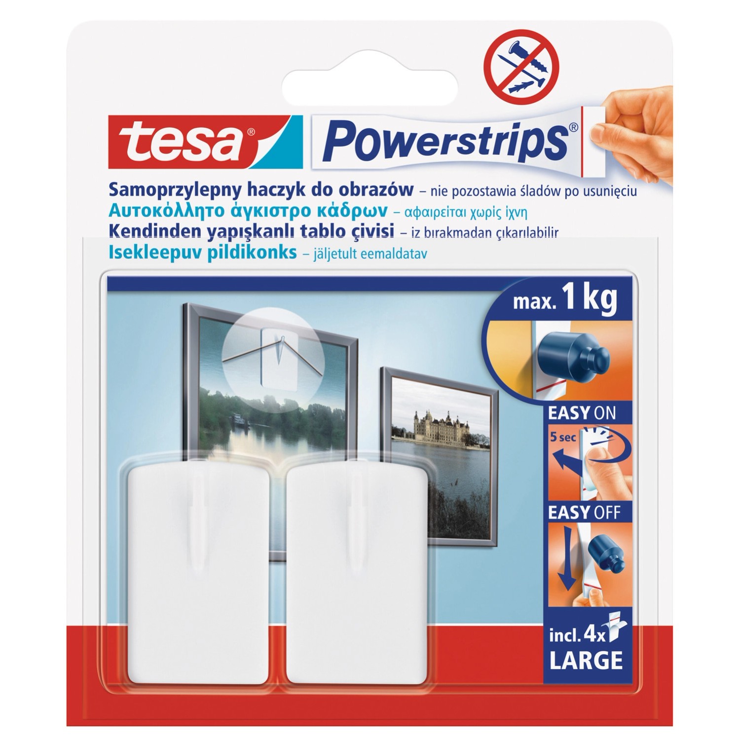 Tesa Haczyk pojedynczy Powerstrips do obrazów biały 2 sztuki