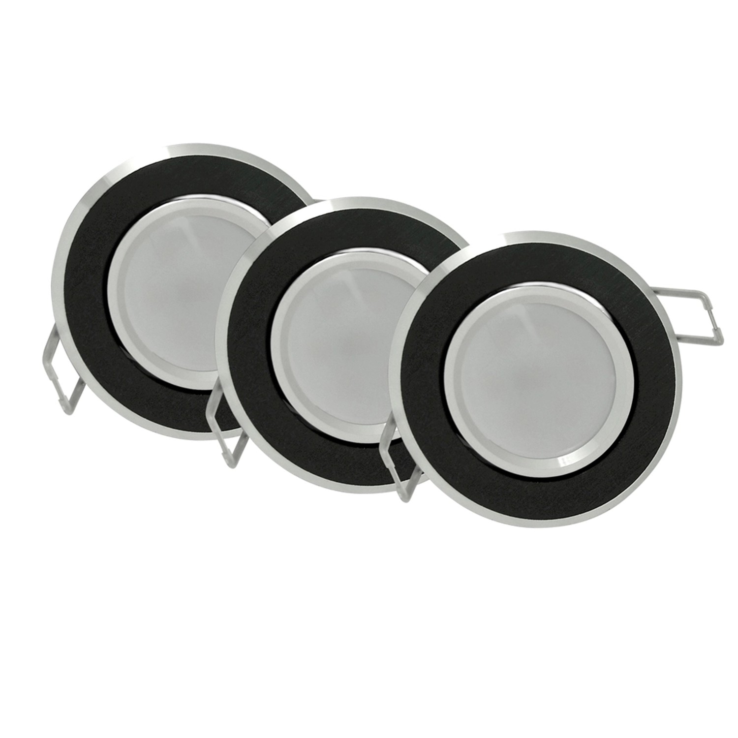 Polux Zestaw oczek ruchomych LED SUN OLAL czarne szczotkowane 3x3,5W GU10