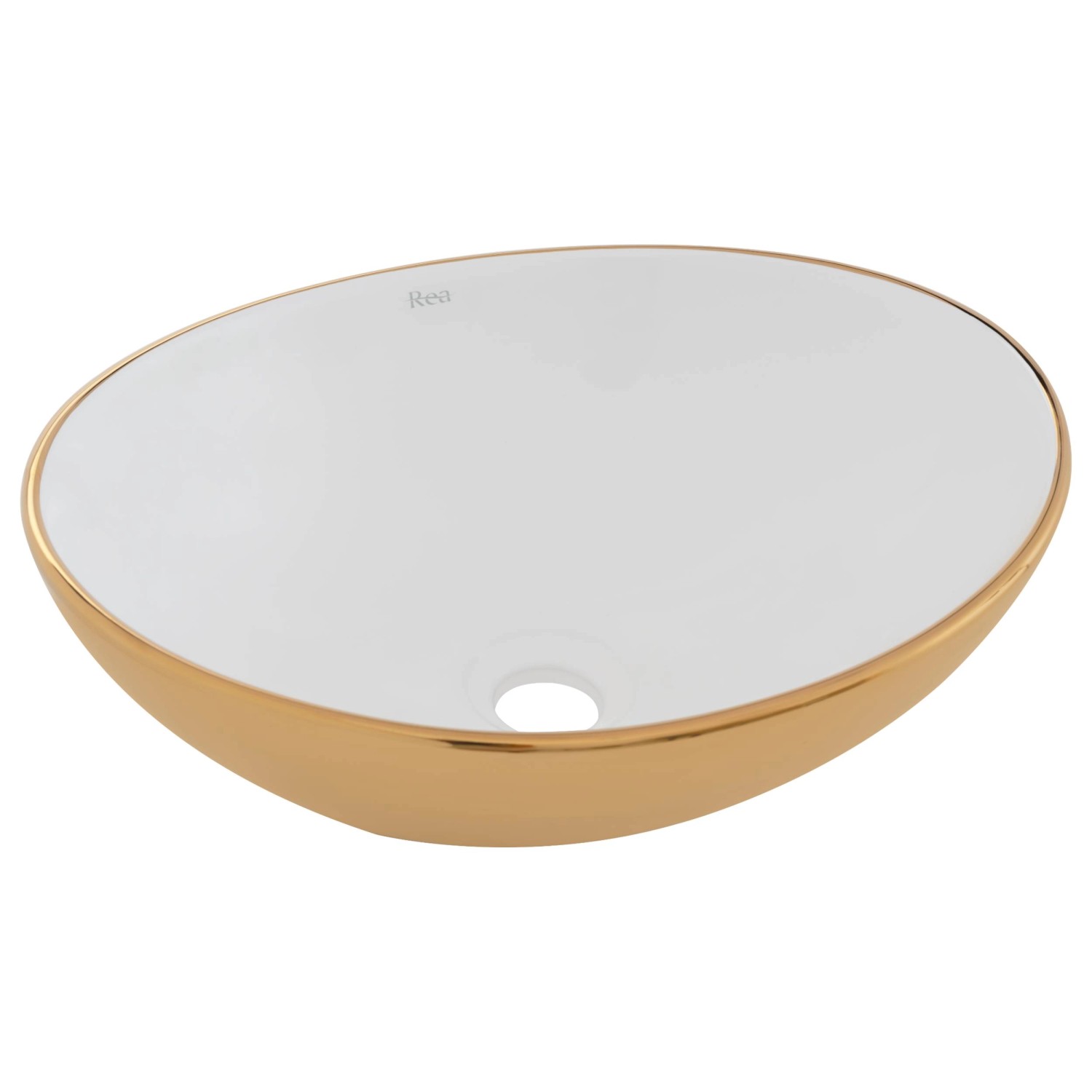 Umywalka Sofia nablatowa ceramiczna biało-złota