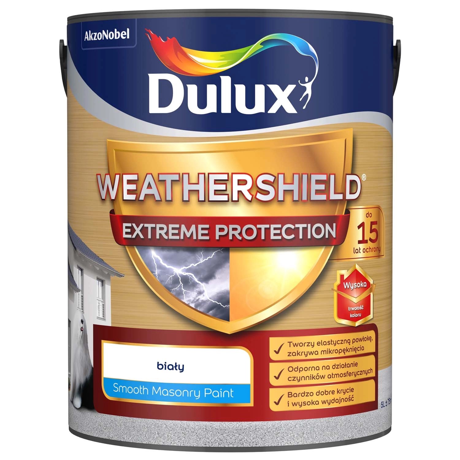 Farba elewacyjna Dulux Weathershield Extreme Protection 5 l biały