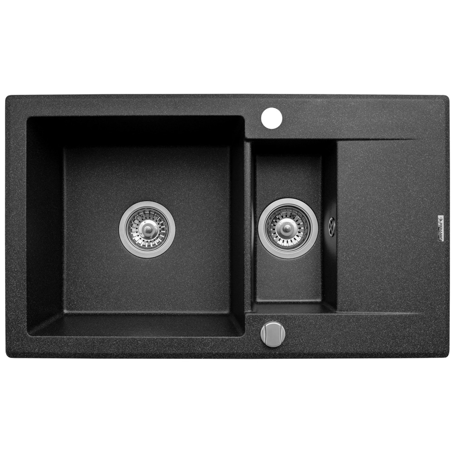 Pyramis Zlewozmywak Poros 1,5-kom. czarny 78x46 cm