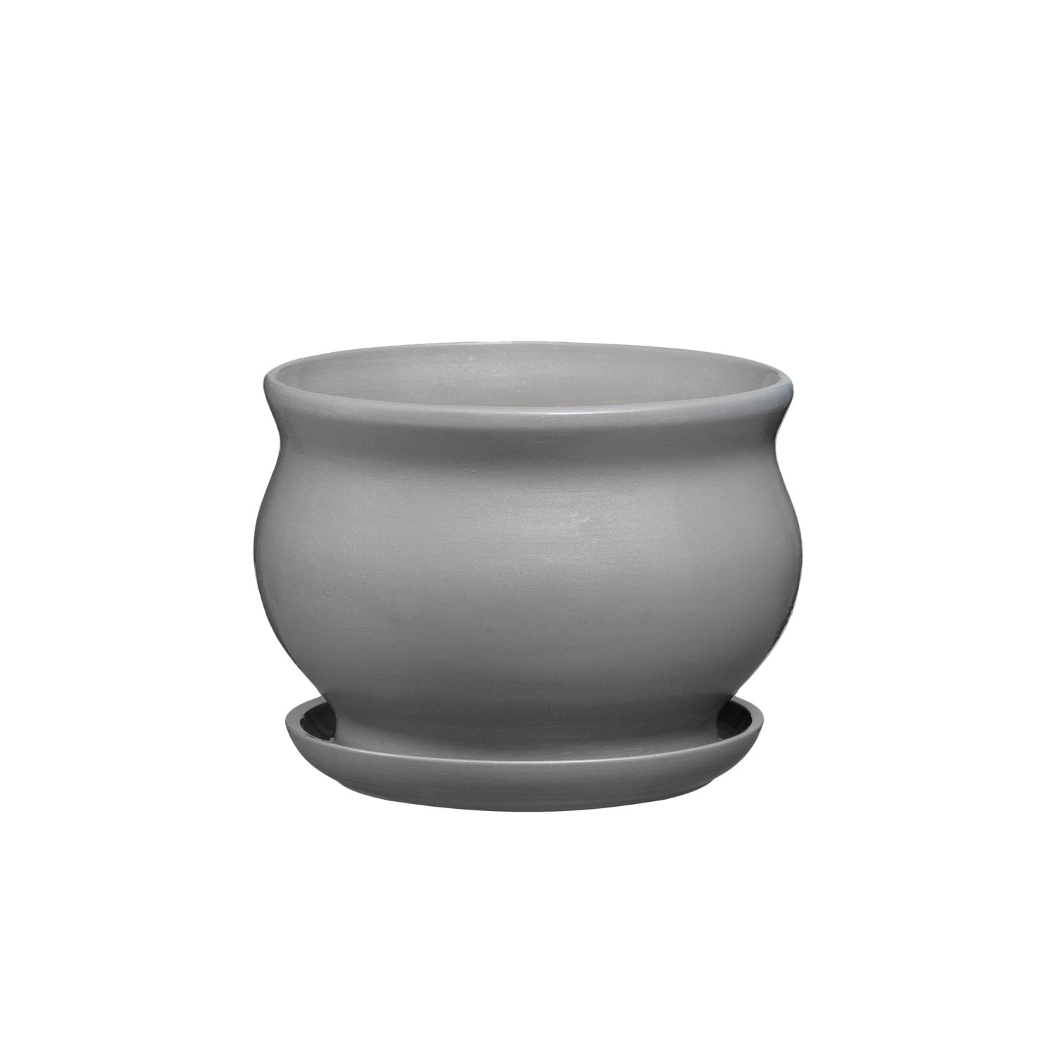 Doniczka z podstawką Kokarda szary mat - 17,5 cm