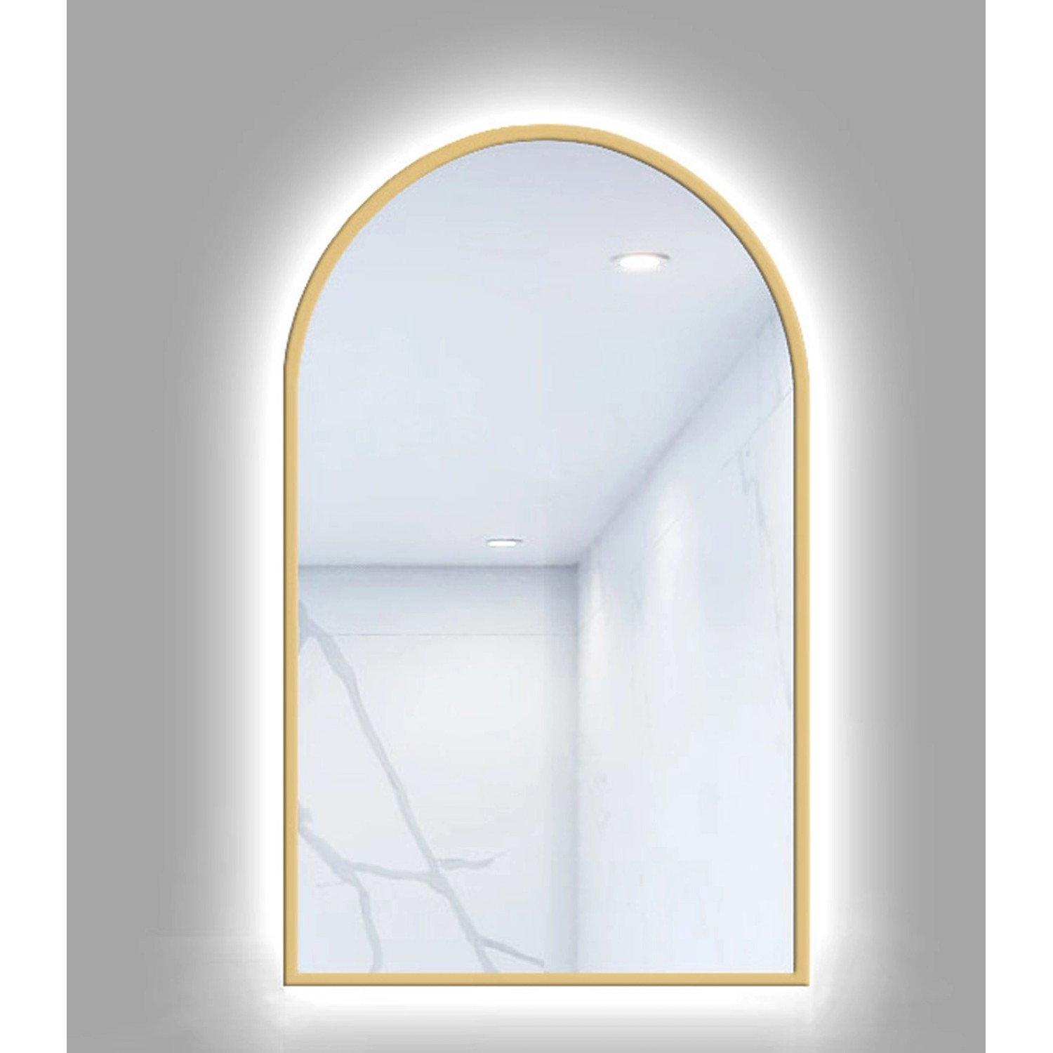 Lustro z LED Portal Line złota rama 80x50