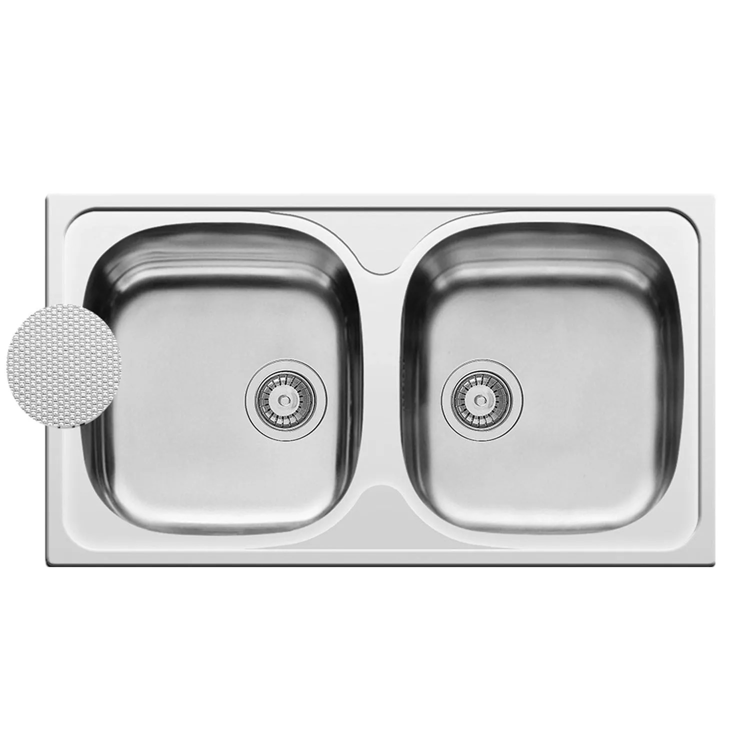 Pyramis Zlewozmywak E78 2-komorowy stalowy len - 78 x 43,5 cm