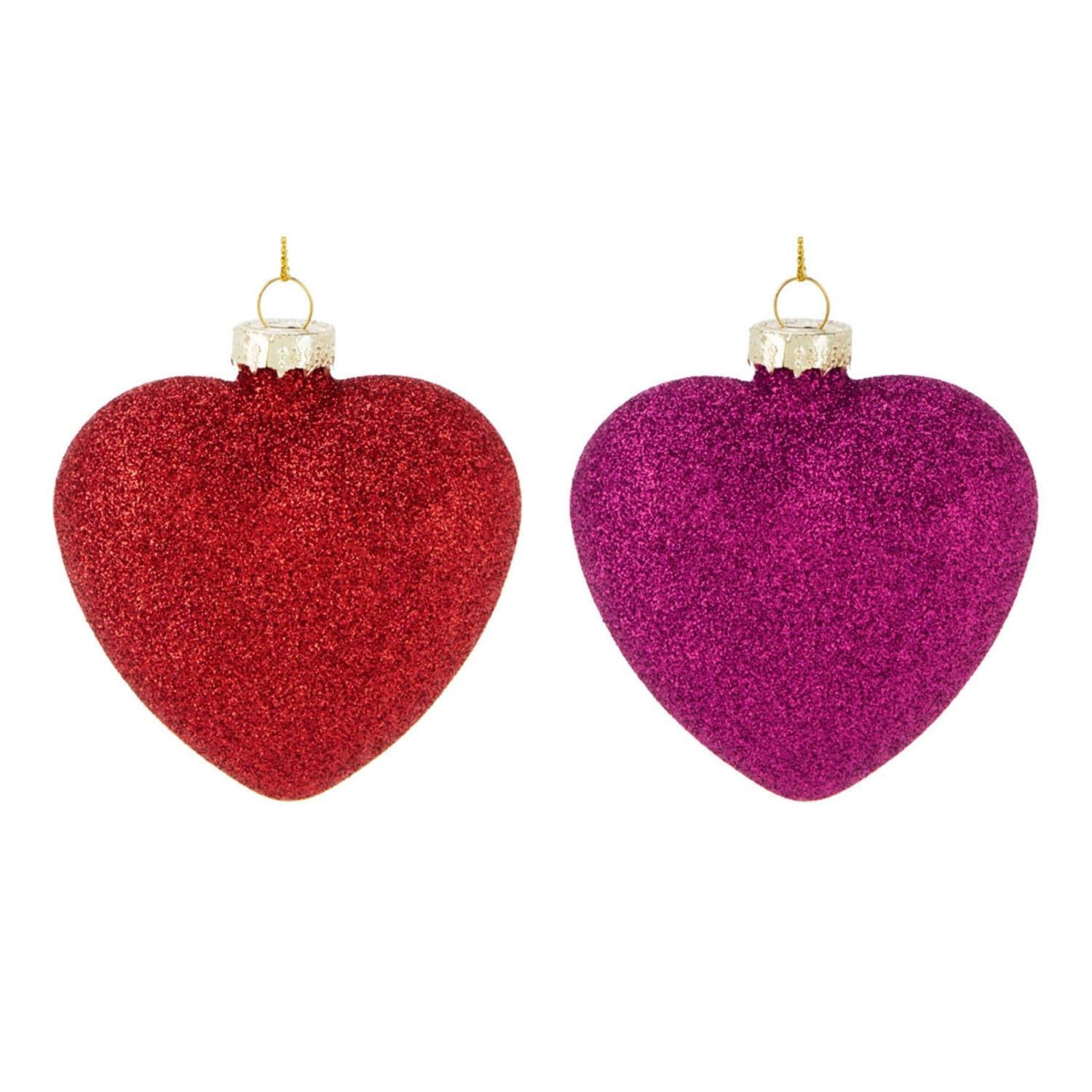 Zawieszki szklane serca czerwone/różowe 8 cm - 2 szt.