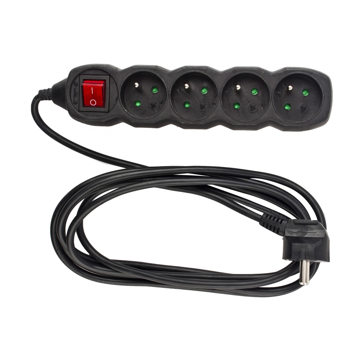 Düwi Przedłużacz 4-gniazdowy Z/U z wyłącznikiem 3 m grafitowy