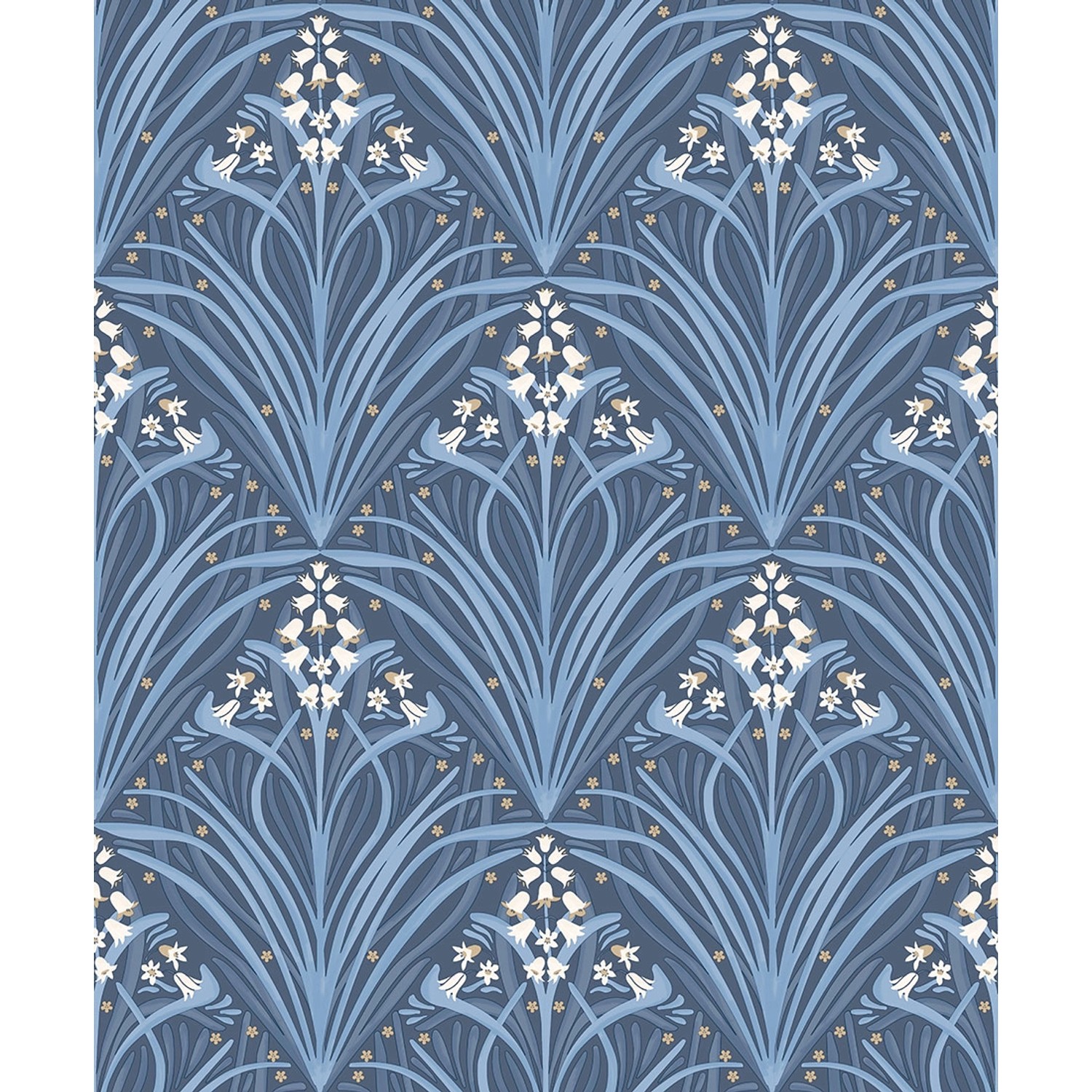 Tapeta winylowa na flizelinie NIEBIESKIE KWIATKI