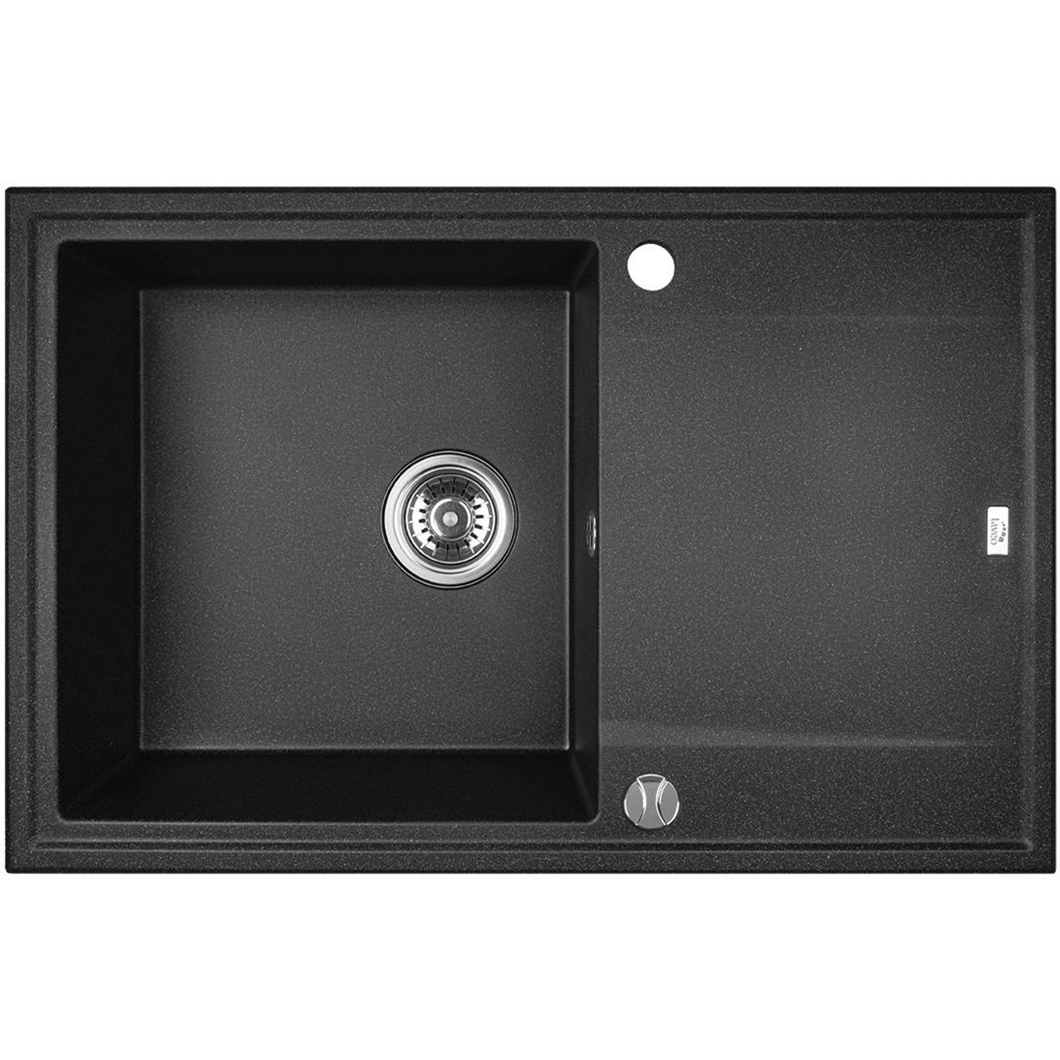 Zlewozmywak Megalo 1-kom. z ociekaczem, czarny 78x50 cm