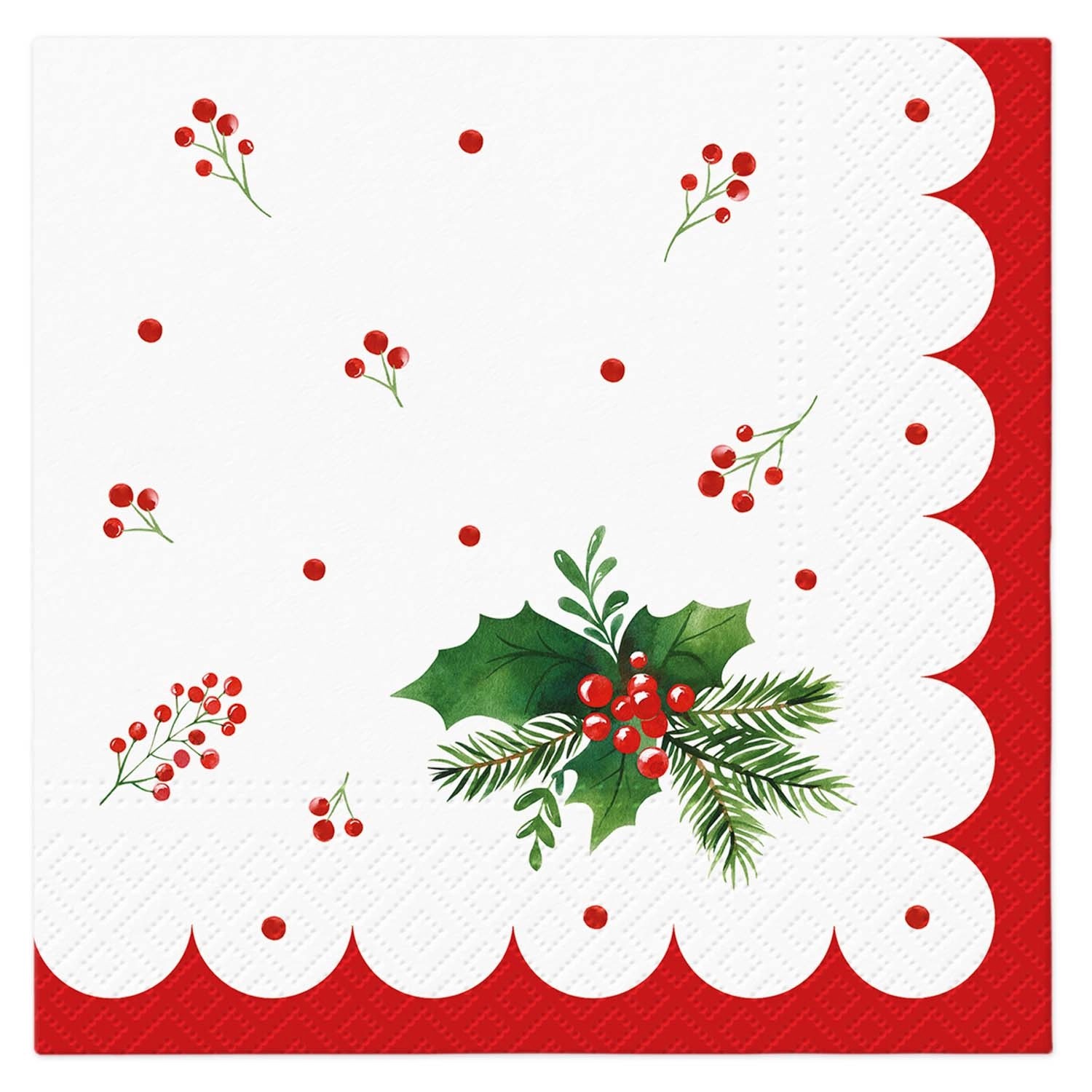 Serwetki świąteczne HOLLY - 33x33 cm 20 szt.
