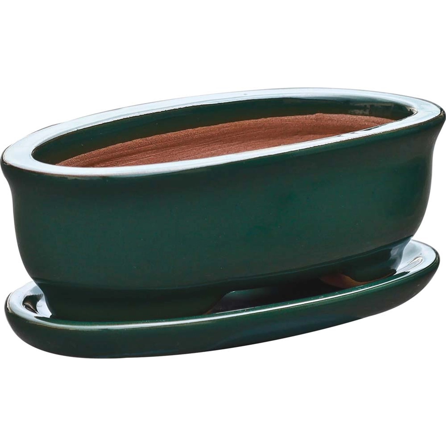 Donica Bonsai owalna z podstawką zielona 18 x 10 x 7,5 cm