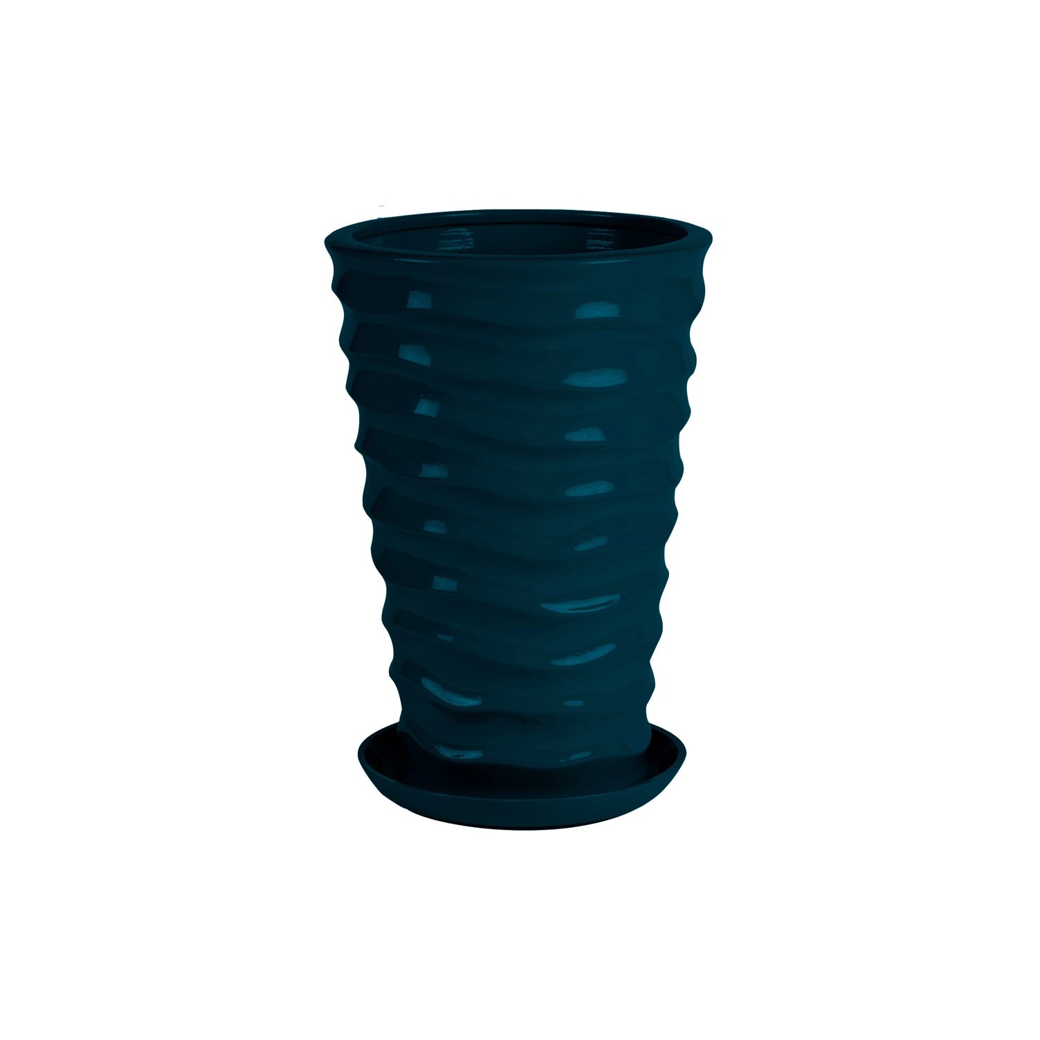 Doniczka z podstawką Irma Duna atracyt połysk - 28 cm