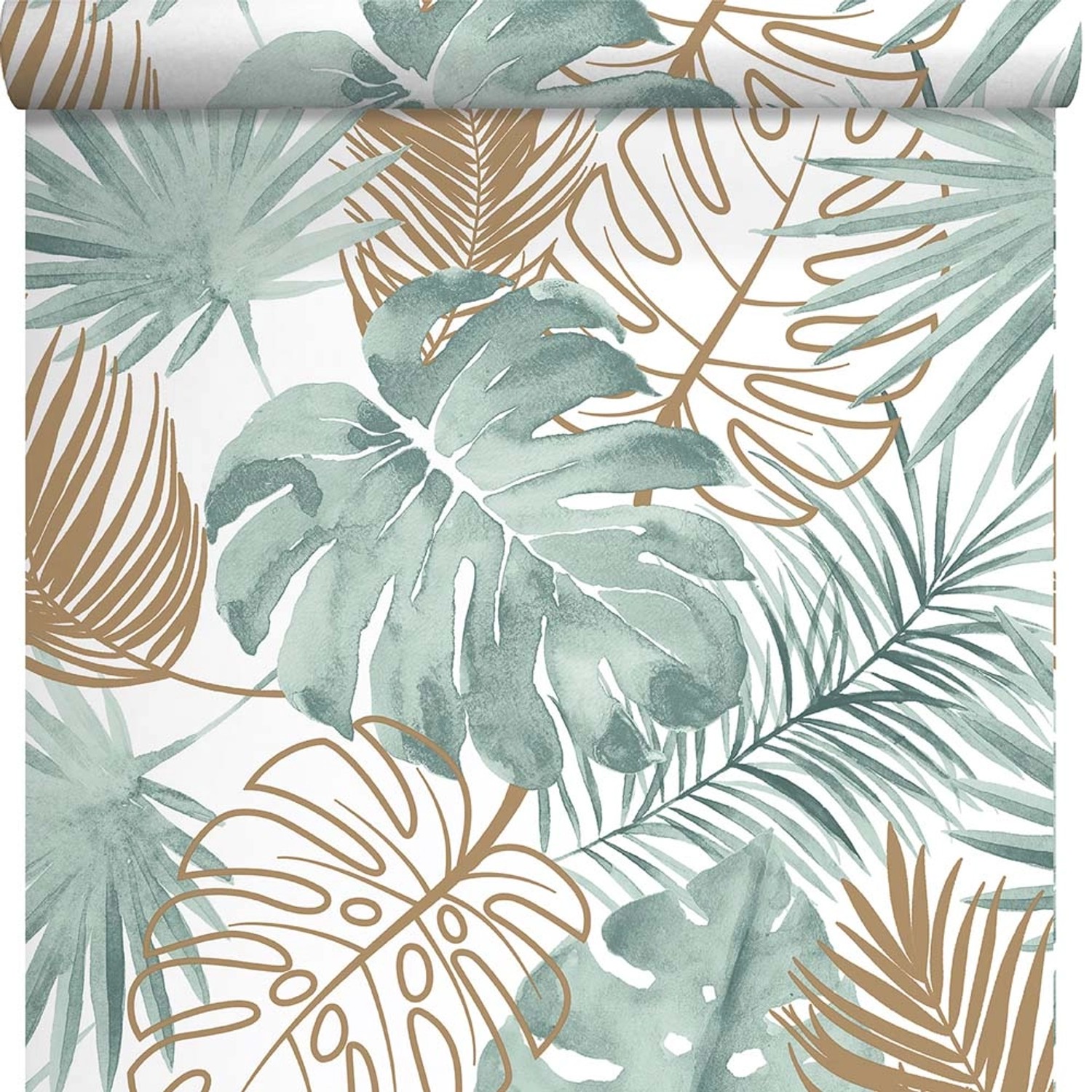 Tapeta winylowa na flizelinie MONSTERA beżowo-morska