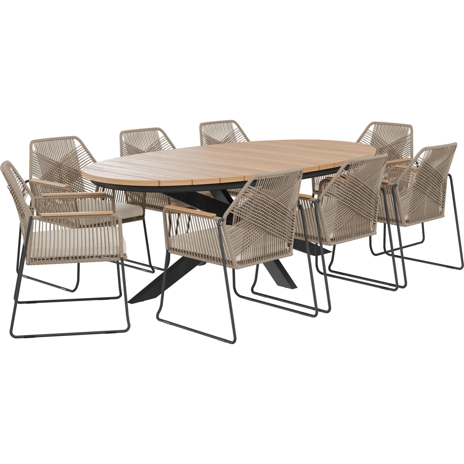 Komplet mebli jadalnianych OAKBURN beżowy 9-częściowy