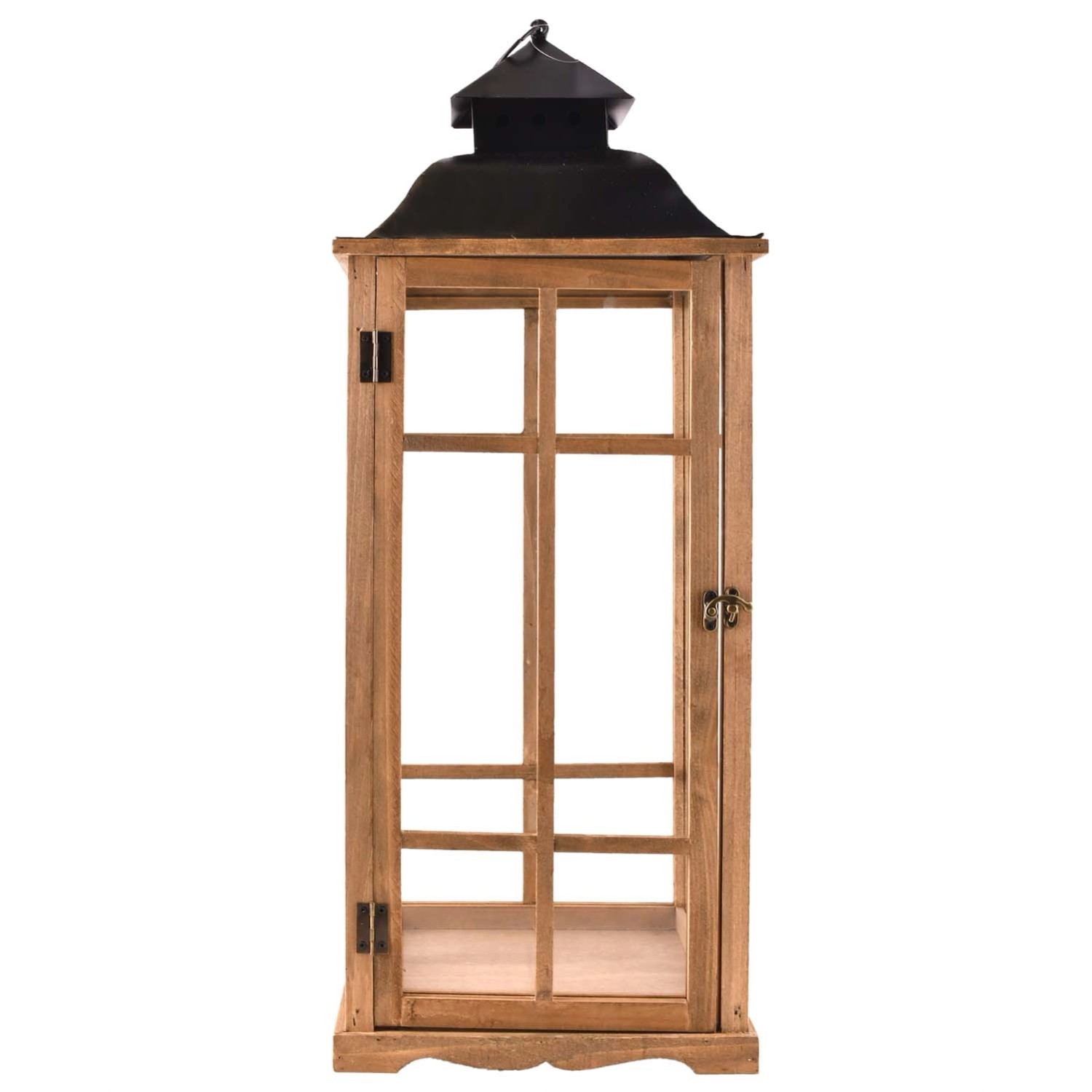 Latarnia drewniana Luna brązowa - 28 x 28 x 73 cm