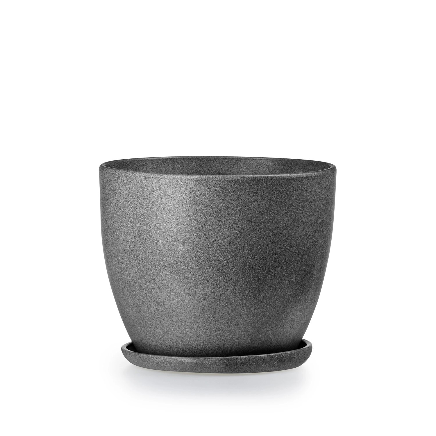 Doniczka z podstawką grafit - 21 cm