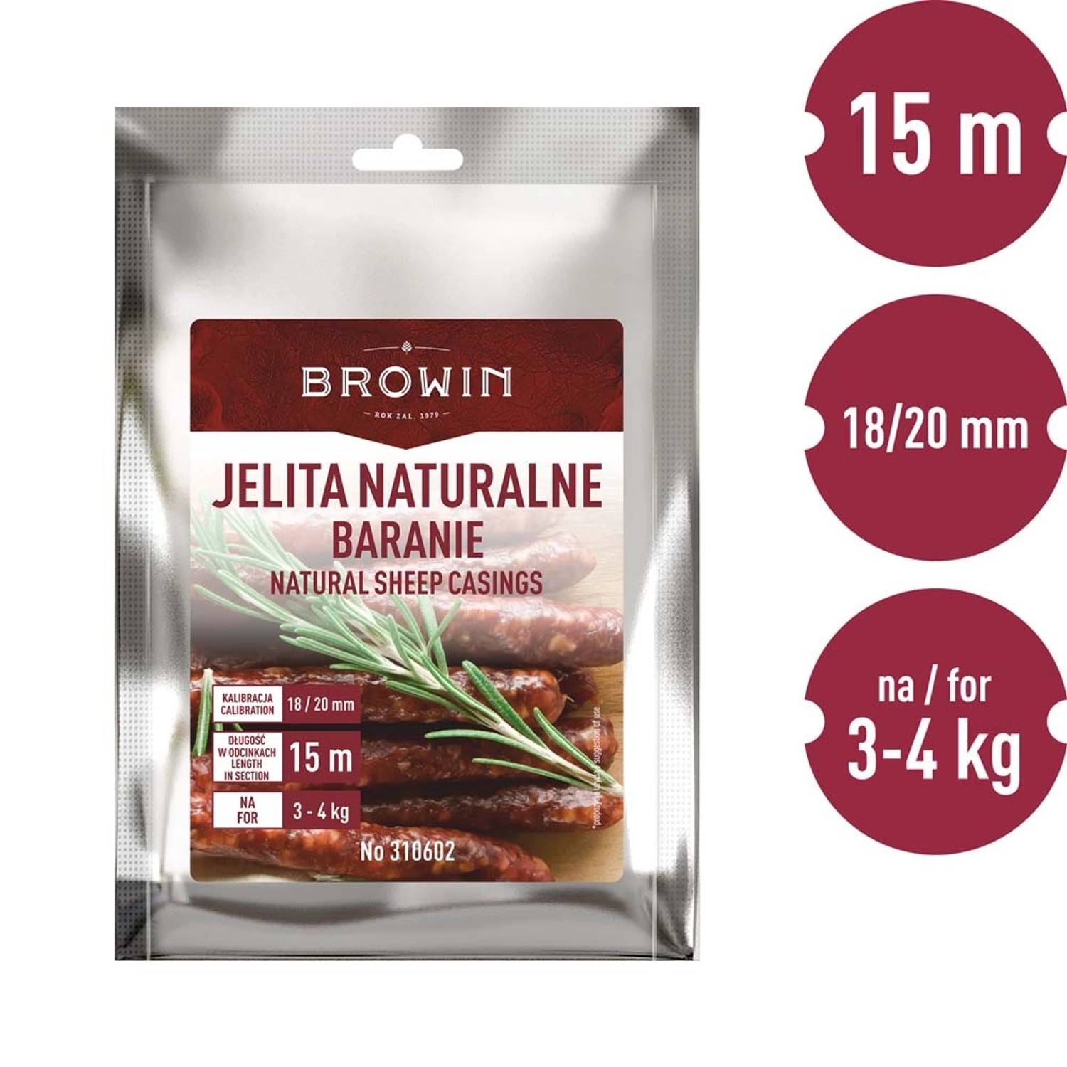 Jelita naturalne baranie 18-20 mm - 15 m