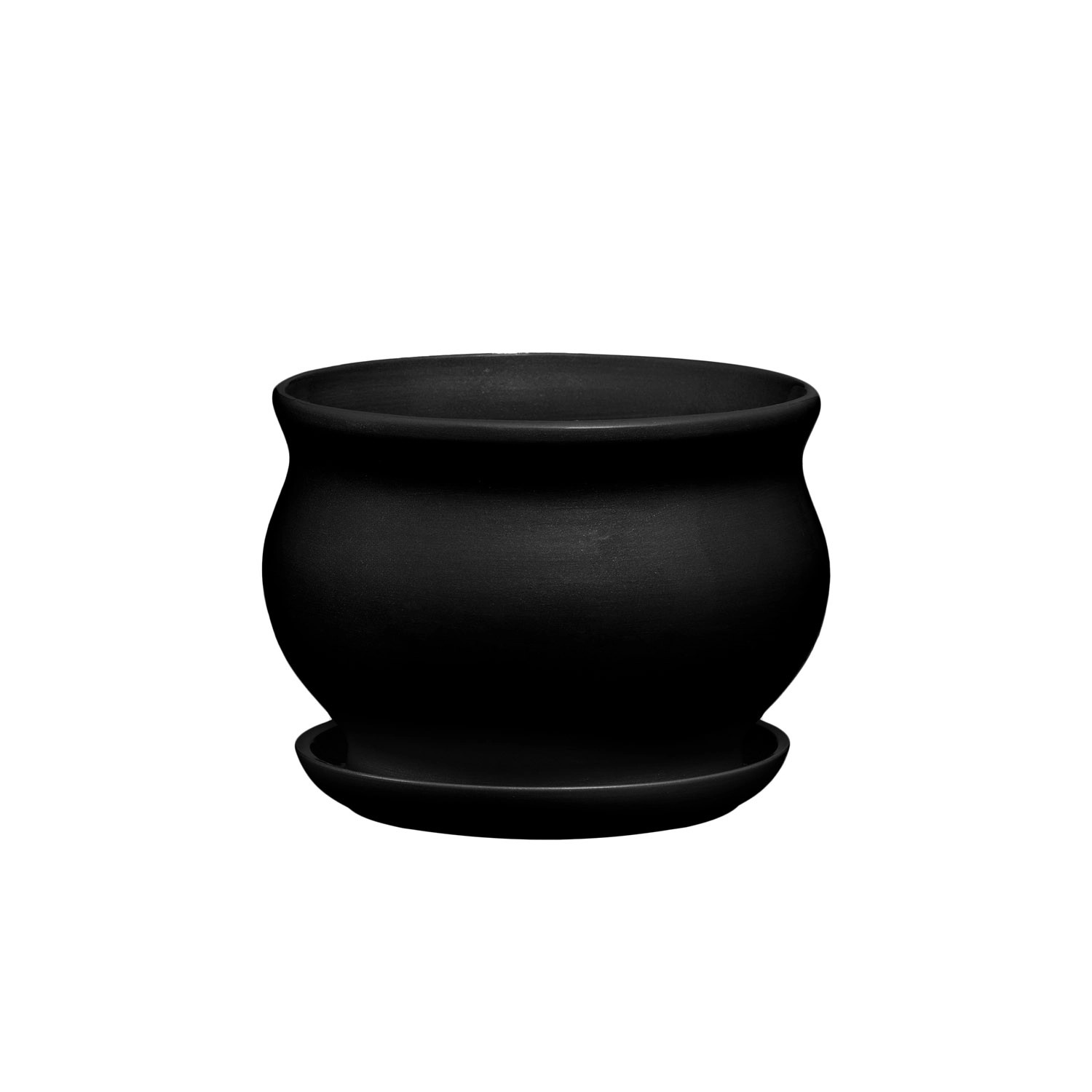 Doniczka z podstawką Kokarda czarny mat - 23,5 cm