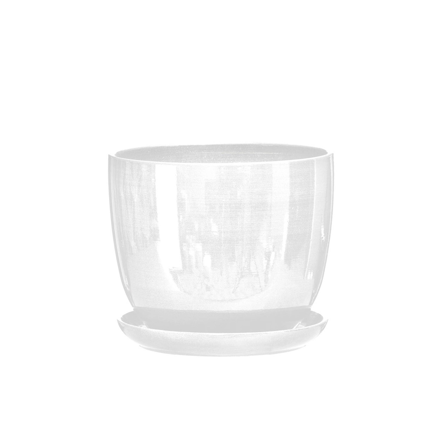 Doniczka z podstawką Sofia biały połysk - 24,5 cm