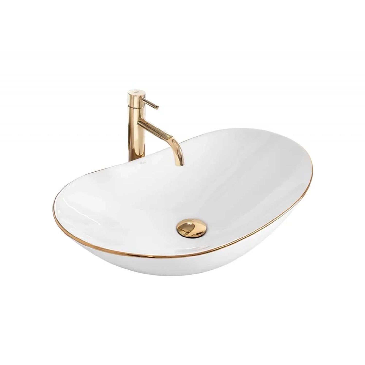 Rea Umywalka Royal nablatowa ceramiczna złota