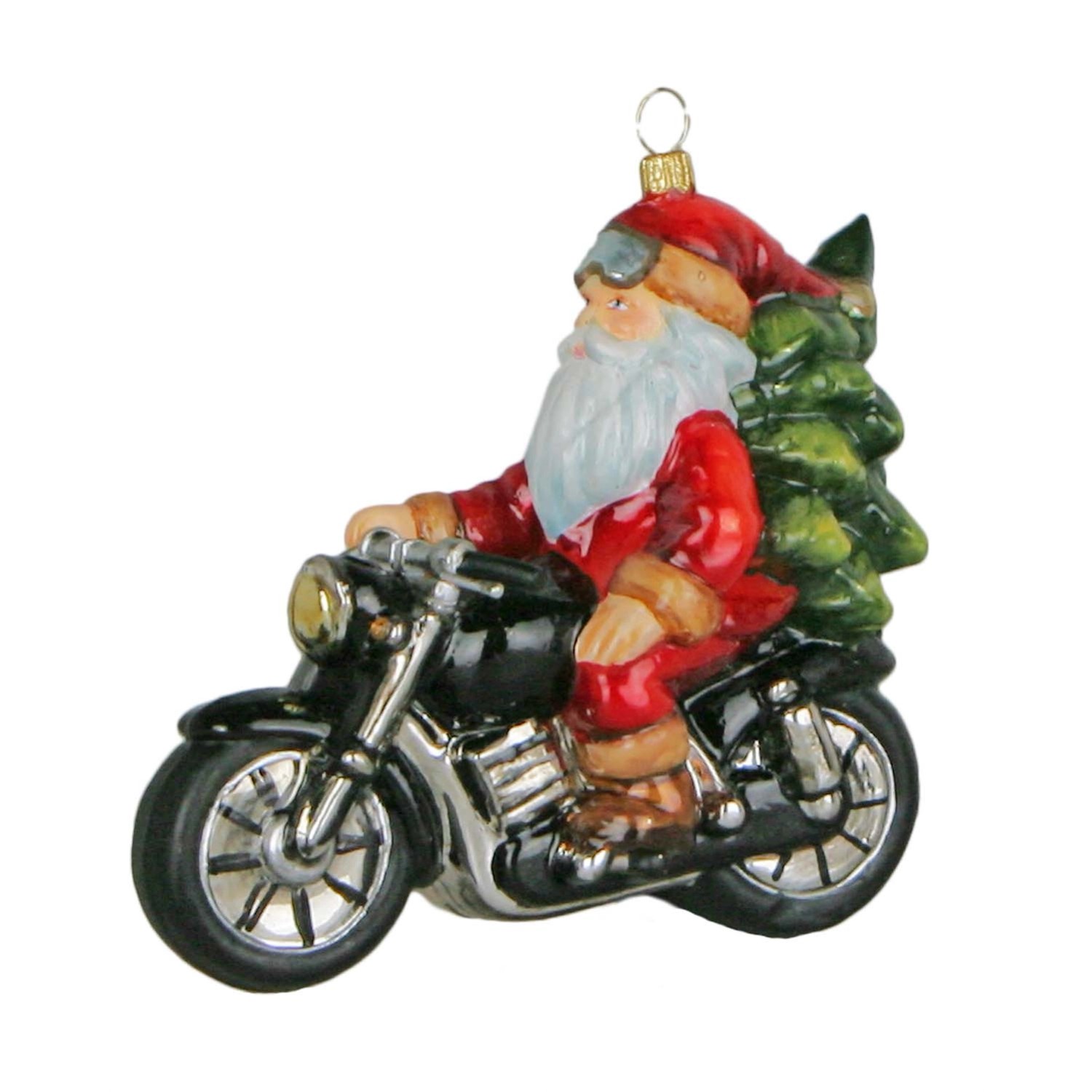 Bombka formowana Mikołaj na motorze - 11x5x12 cm