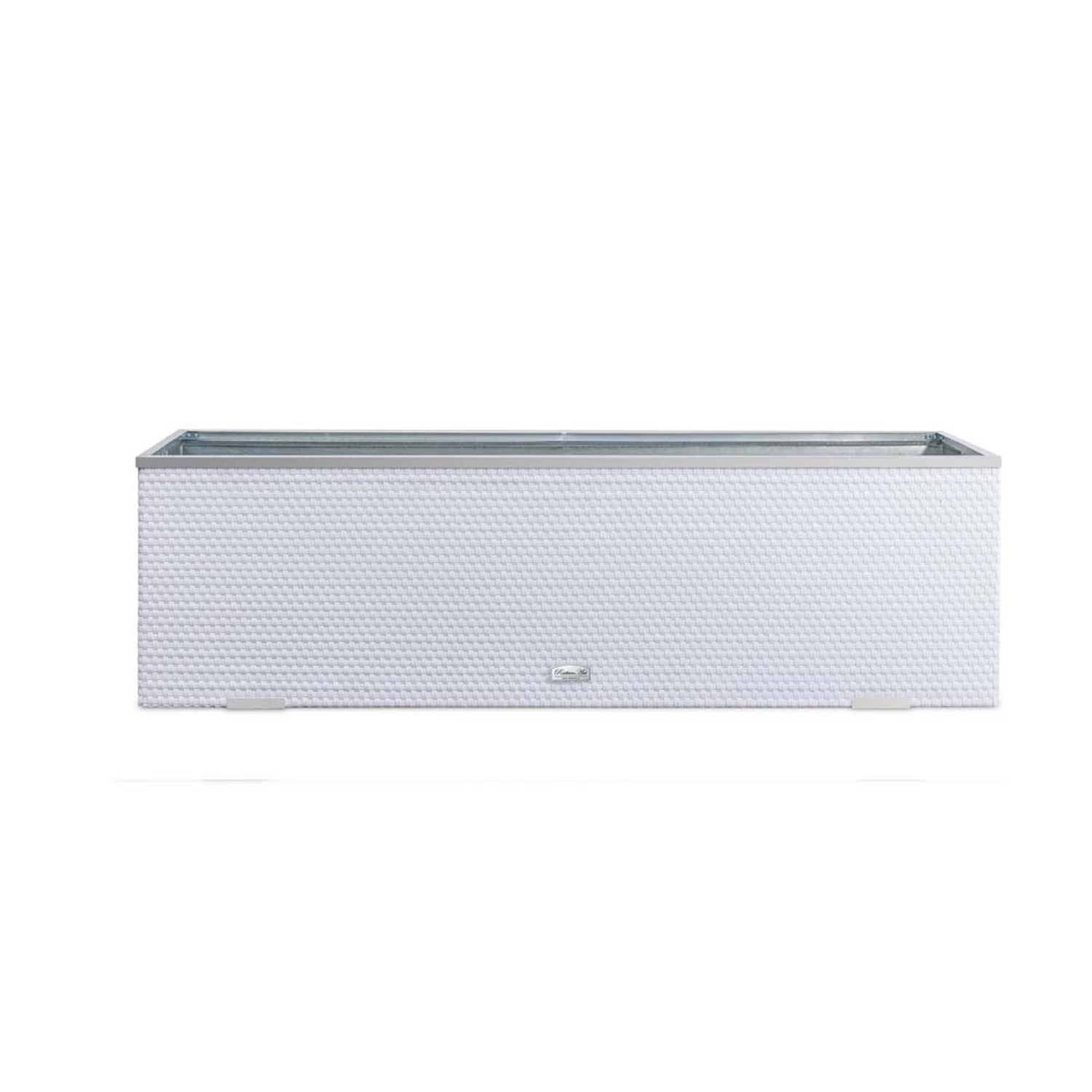 Donica rattanowa biała - 98 x 25 x 34 cm