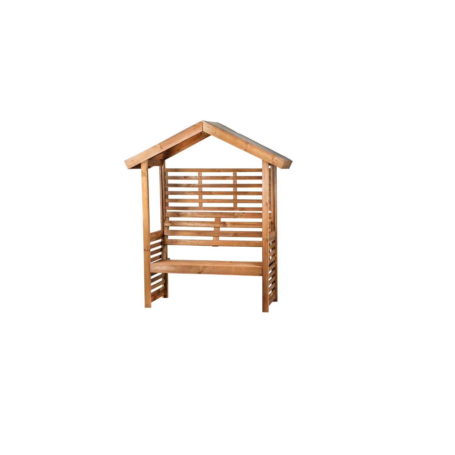 Pergola z ławką Aston impregnowana brąz - 128 x 66 x 190 cm