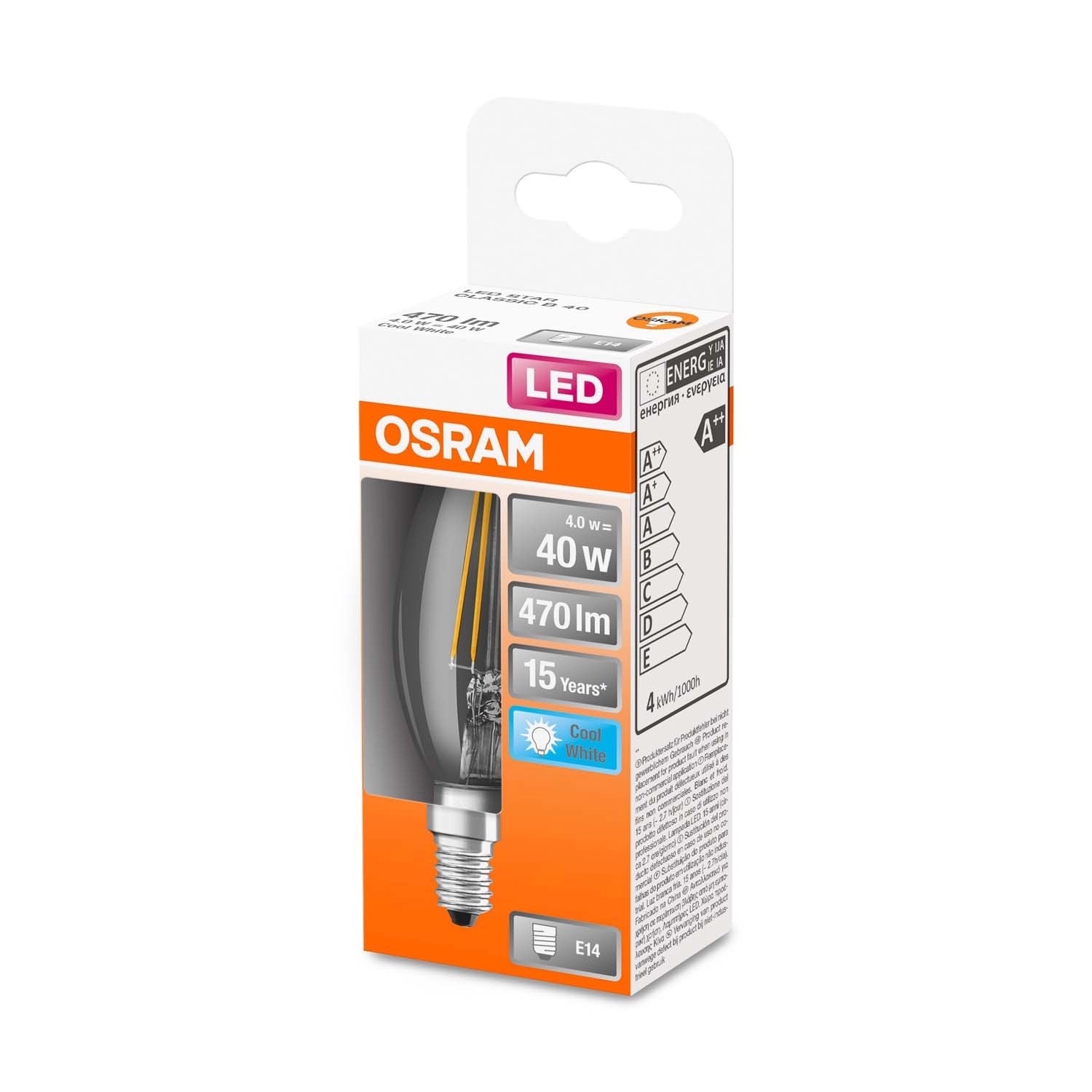 Osram Żarówka LED STAR CLASSIC B40 filament 4W E14 470 lm 4000K