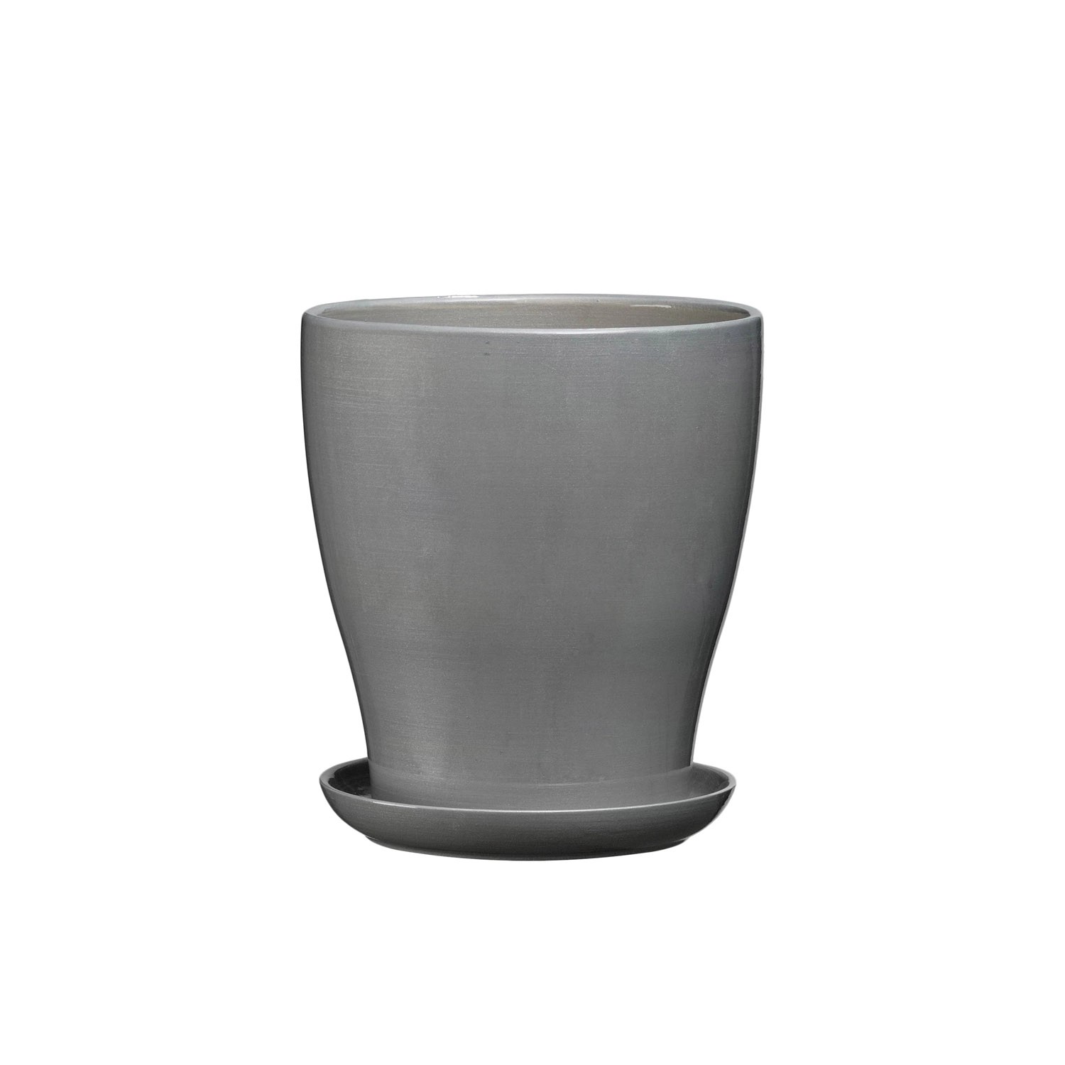 Doniczka z podstawką Laura szary mat - 16 cm