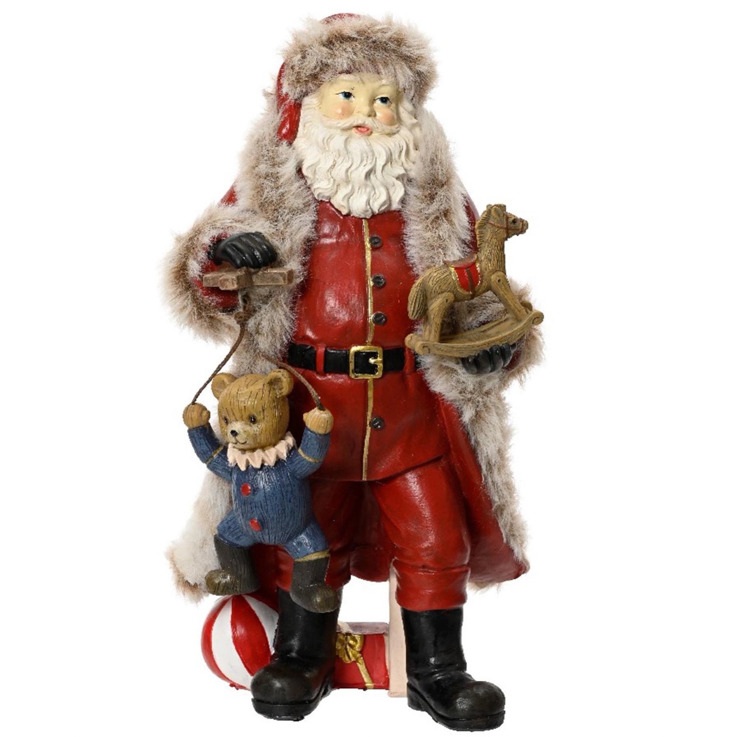 Figurka z tworzywa sztucznego MIKOŁAJ z zabawkami - wys. 22 cm