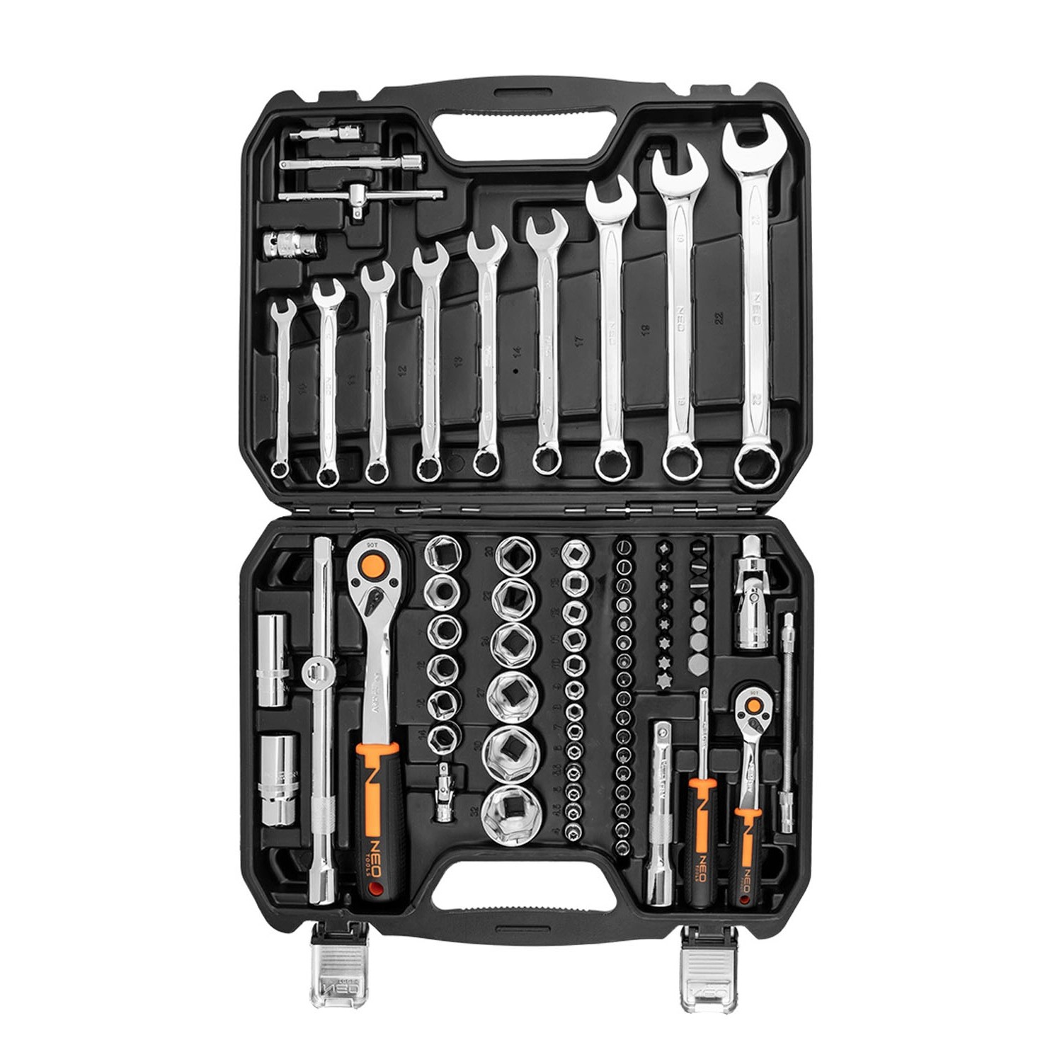 Klucze nasadowe CrV zestaw 82 szt. 1/2", 1/4"