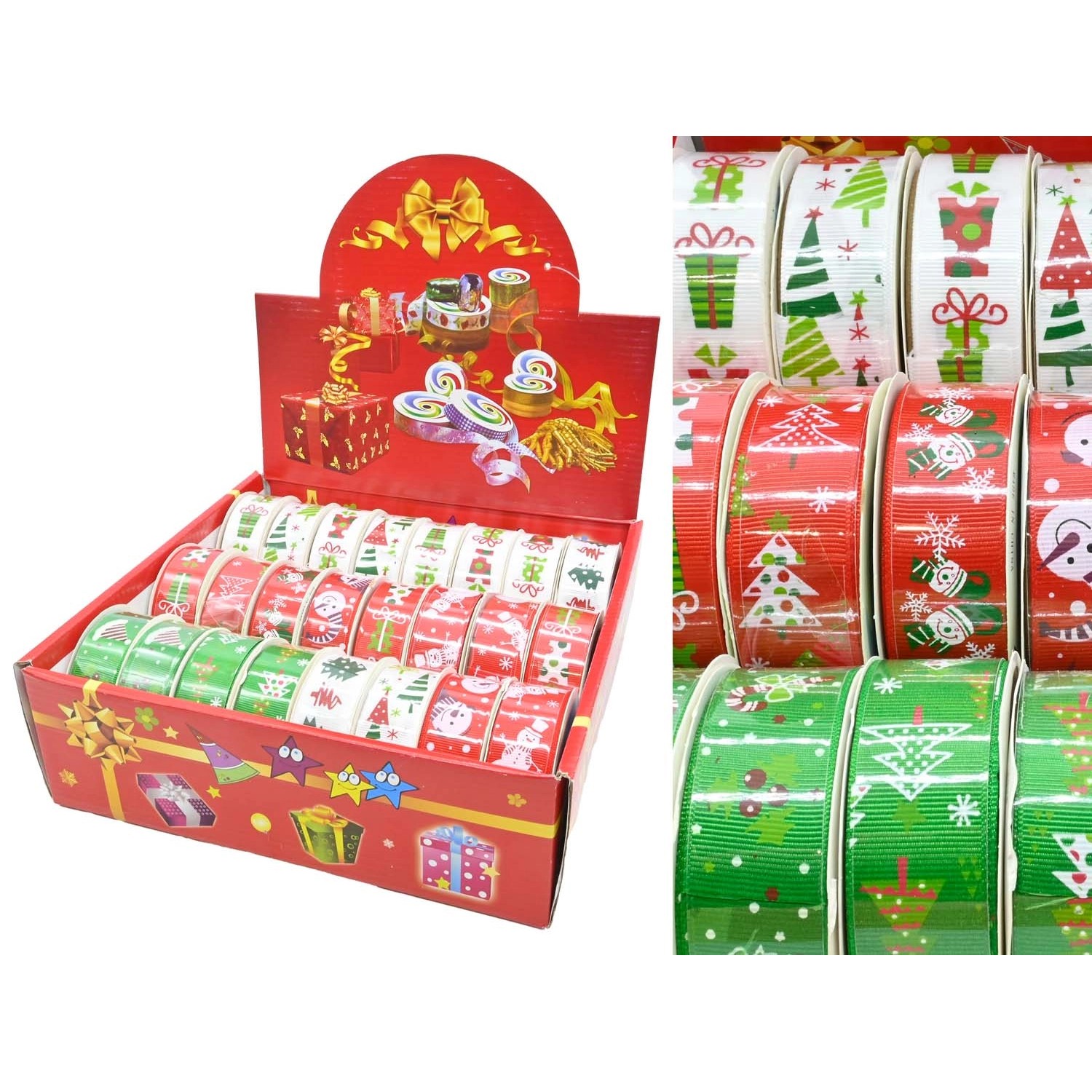 Wstążka dekoracyjna świąteczna 2,5 cm x 2,7m mix kolorów