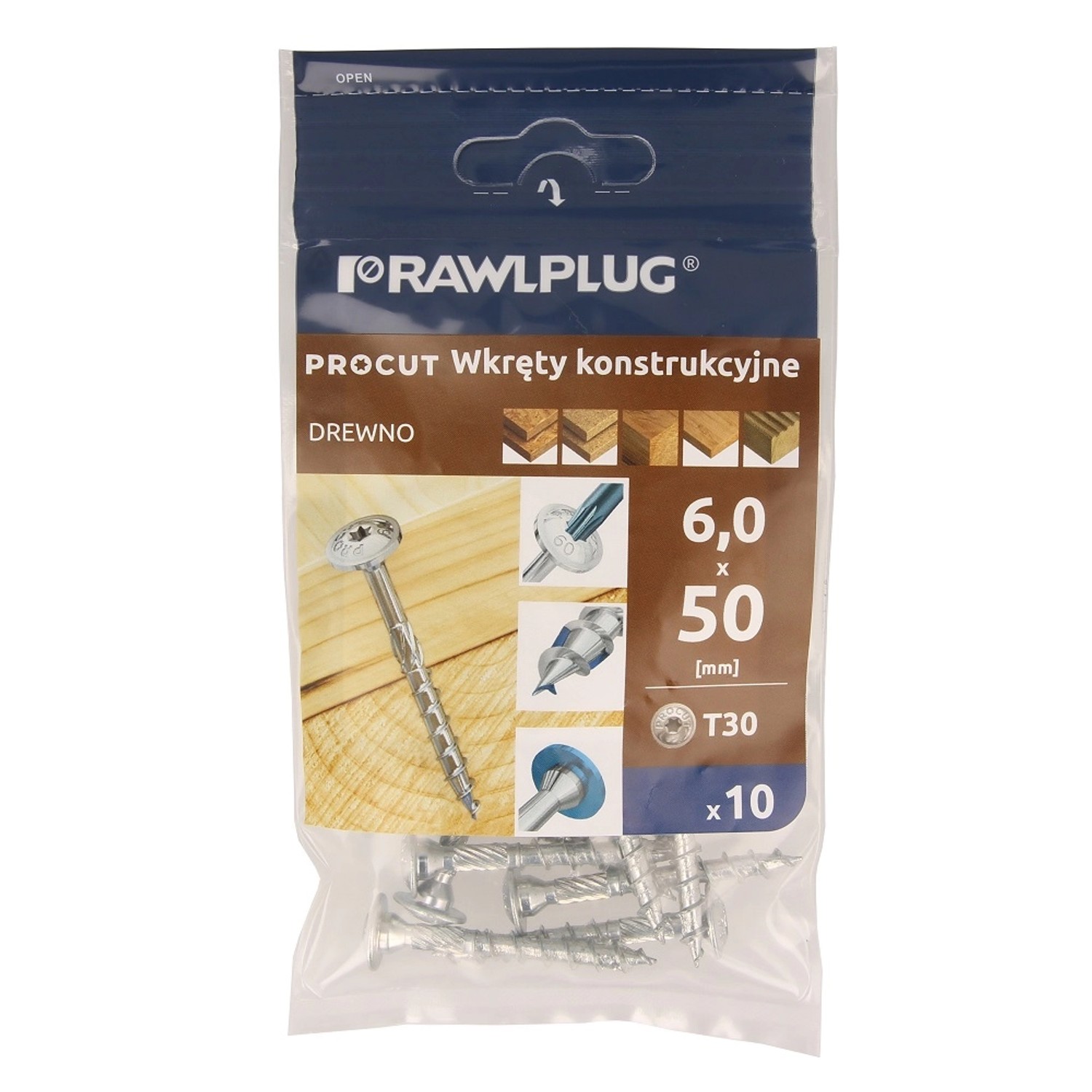 Rawlplug Wkręt konstrukcyjny 6 x 50 mm 10 szt.