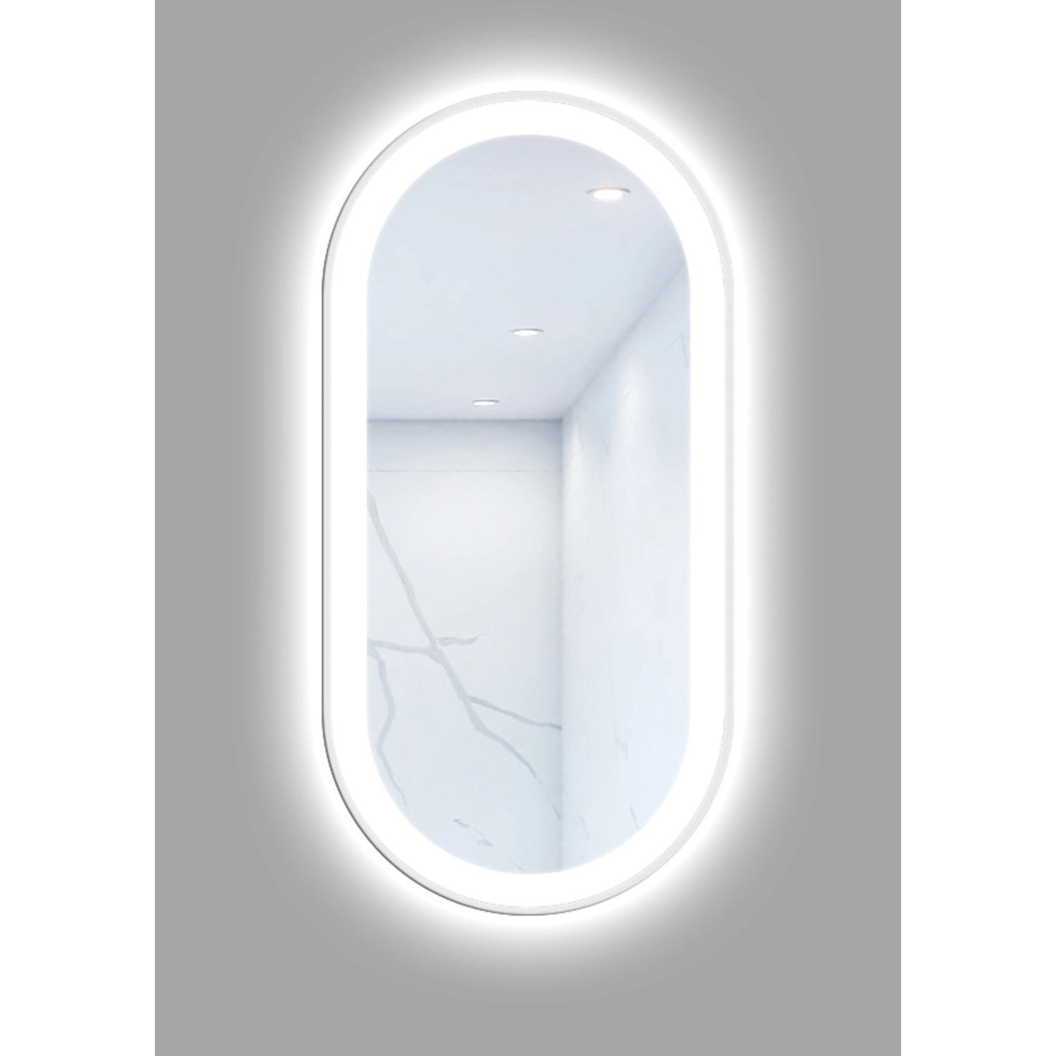 Lustro z LED Oval Line biała rama 100x50