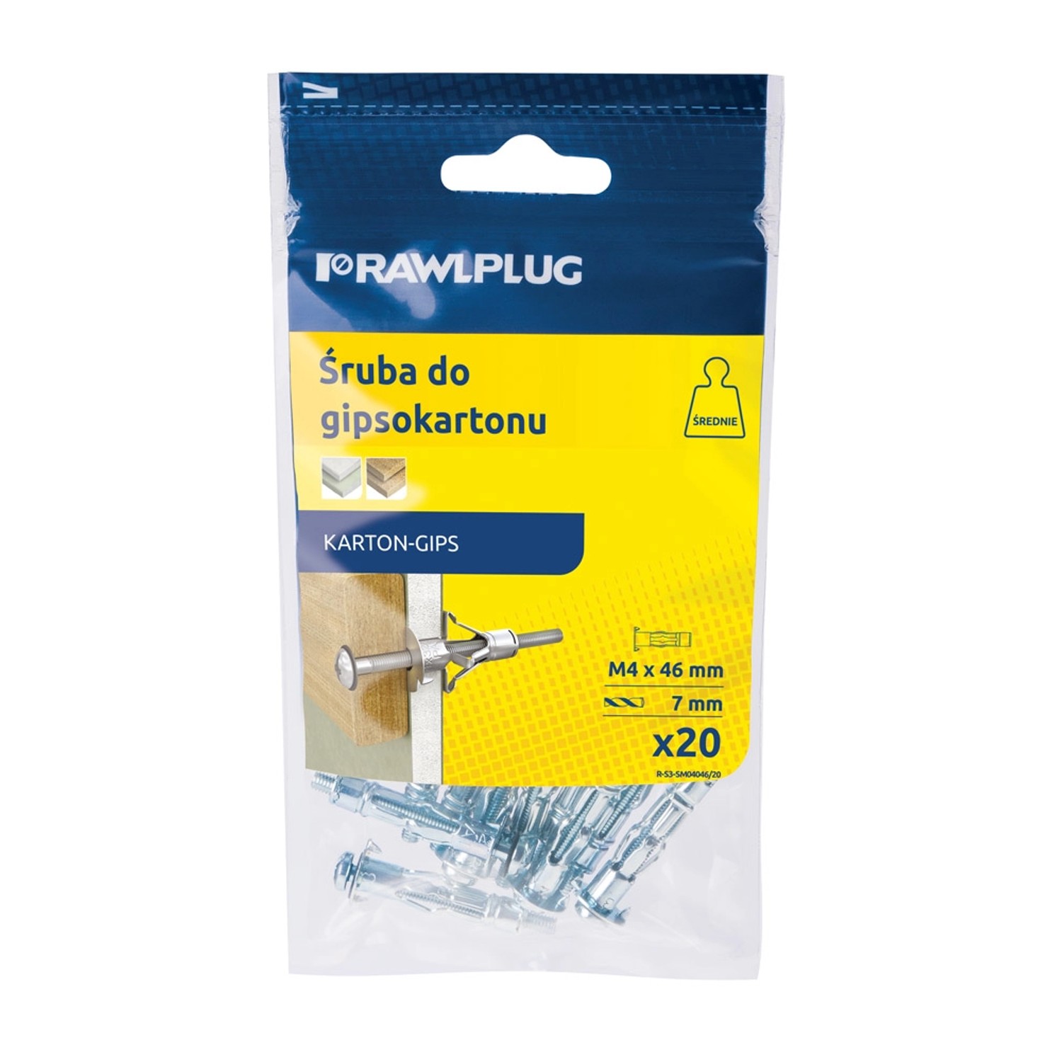 Rawlplug Kołek molly 4x46mm wkręt PH 20szt.